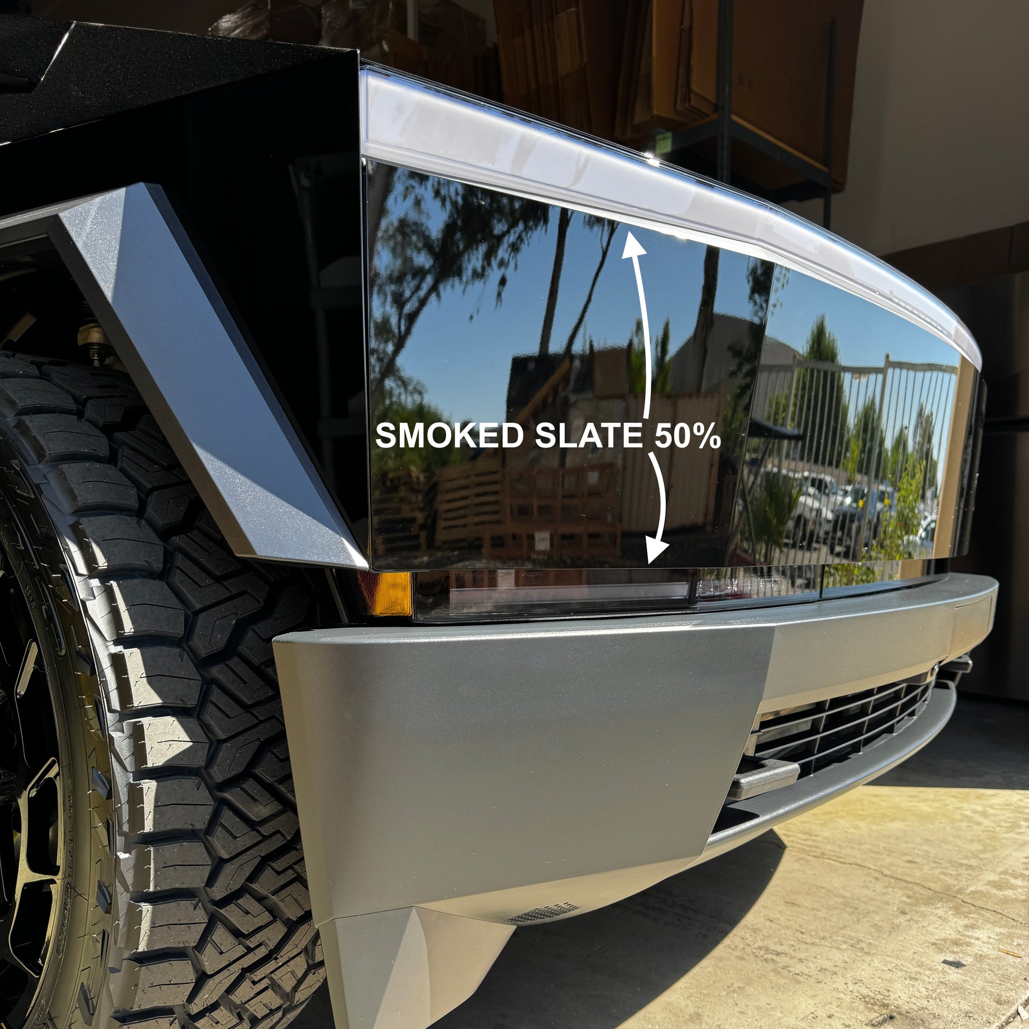 Cybertruck Front Lightbar &amp; Headlight Protection Xpel Film (3 Piece) - Clear, Smoked, or Colored