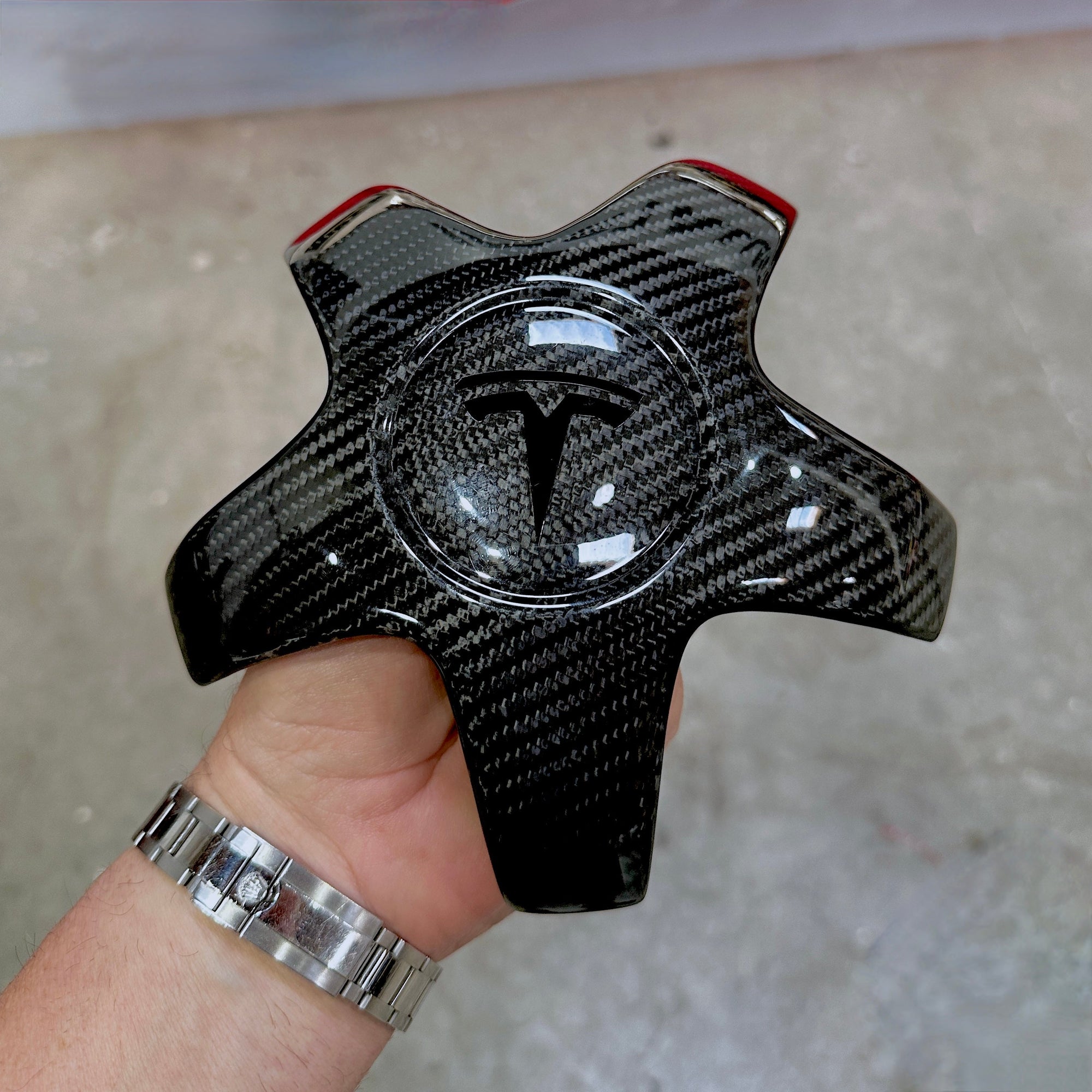 2022+ | Model X - 20&quot; Cyberstream Center Wheel Hubs - Real Molded Carbon Fiber- (Set of 4)