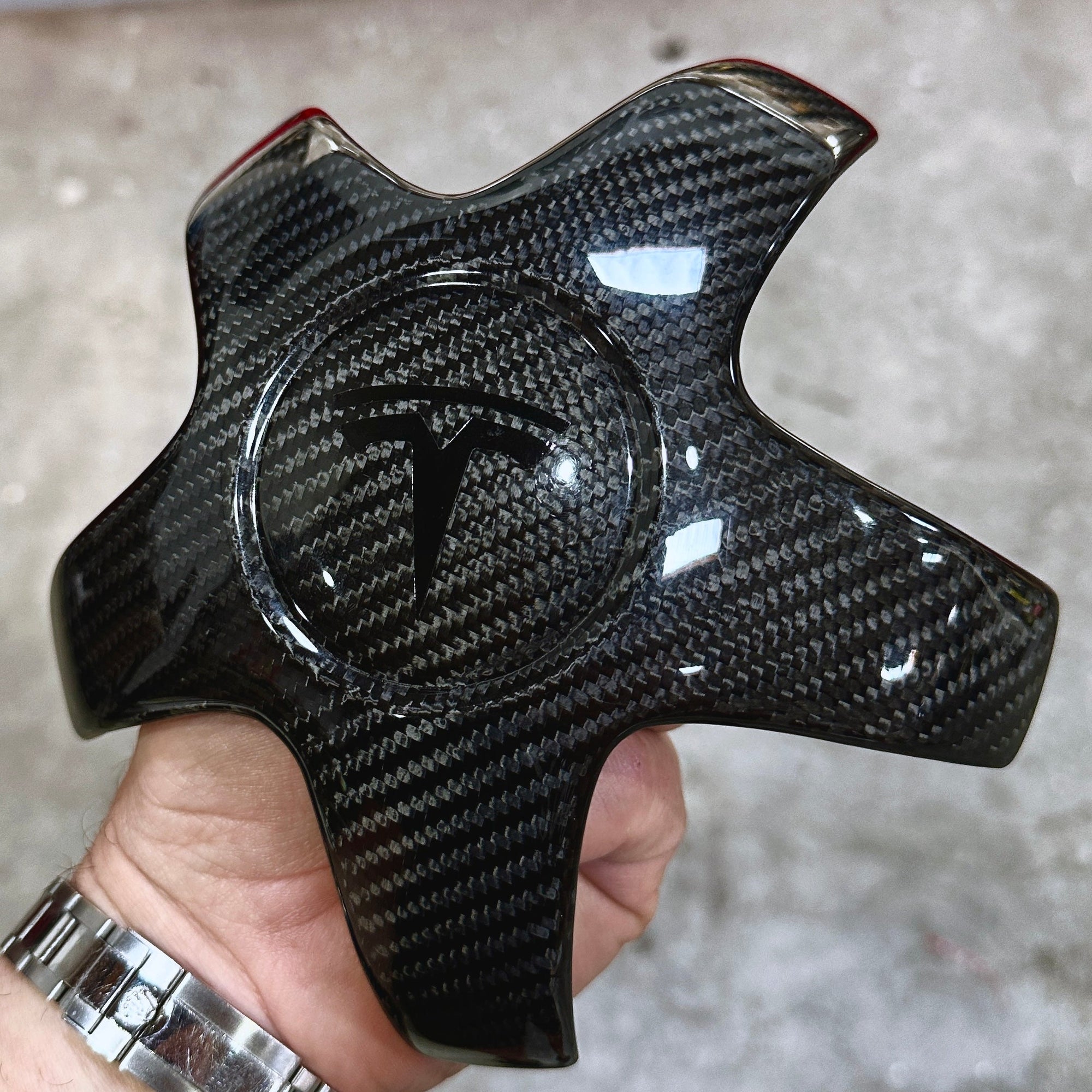 2022+ | Model X - 20&quot; Cyberstream Center Wheel Hubs - Real Molded Carbon Fiber- (Set of 4)