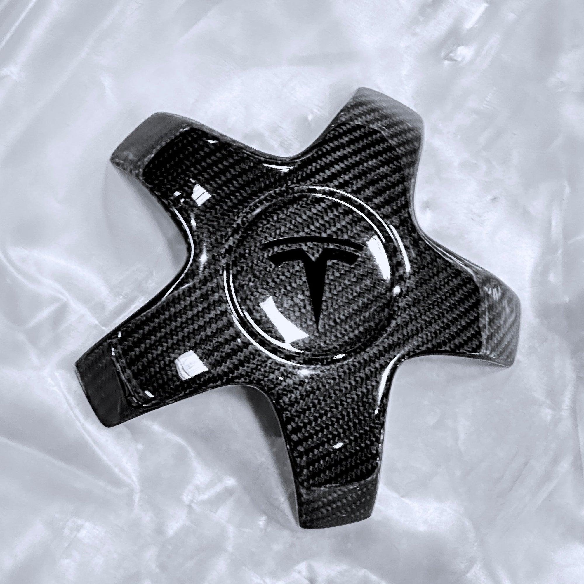 2022+ | Model X - 20&quot; Cyberstream Center Wheel Hubs - Real Molded Carbon Fiber- (Set of 4)