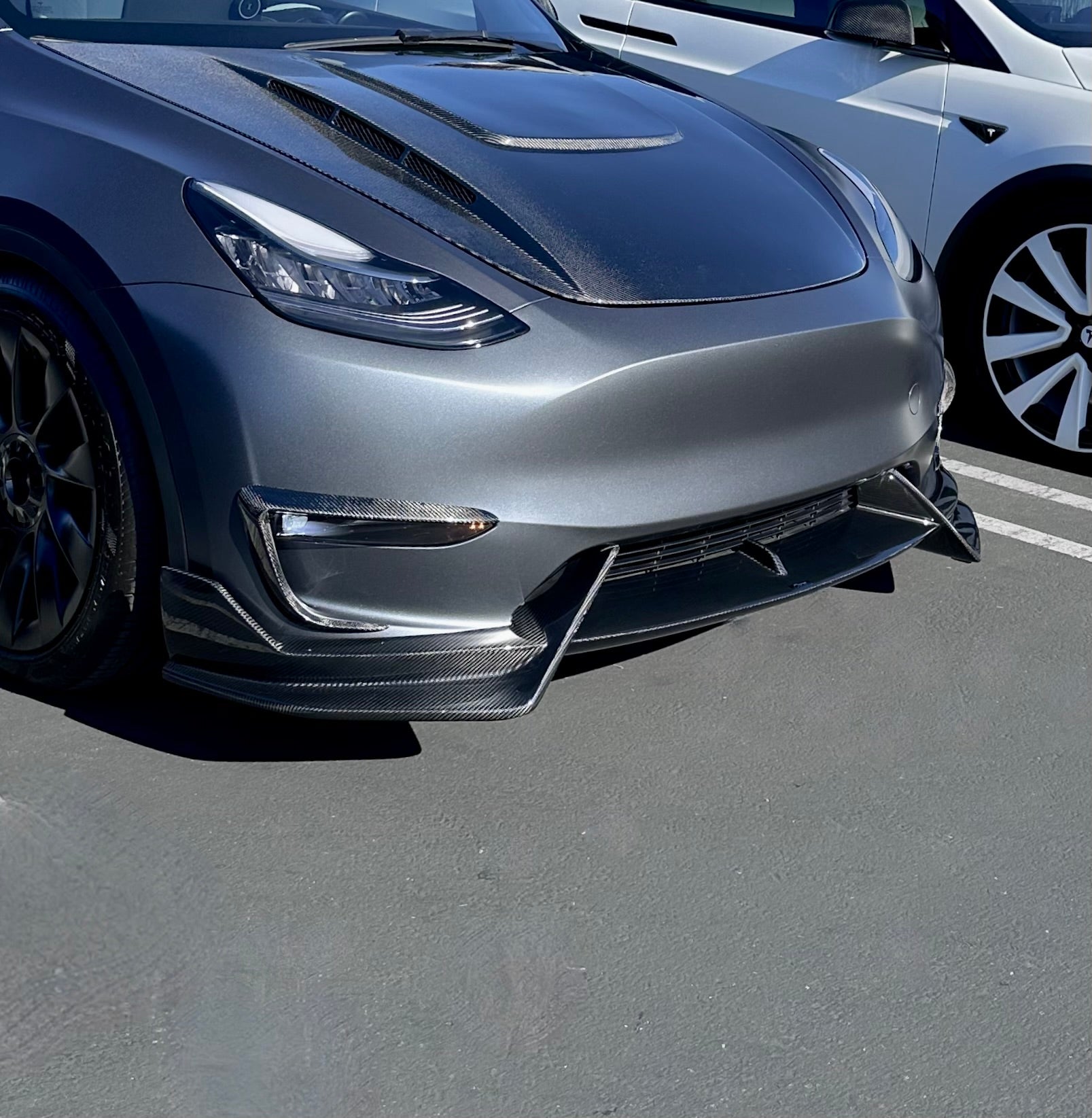 2020-2024 | Model Y Colossal Front Lip Overlay Spoiler - Real Dry Molded Carbon Fiber