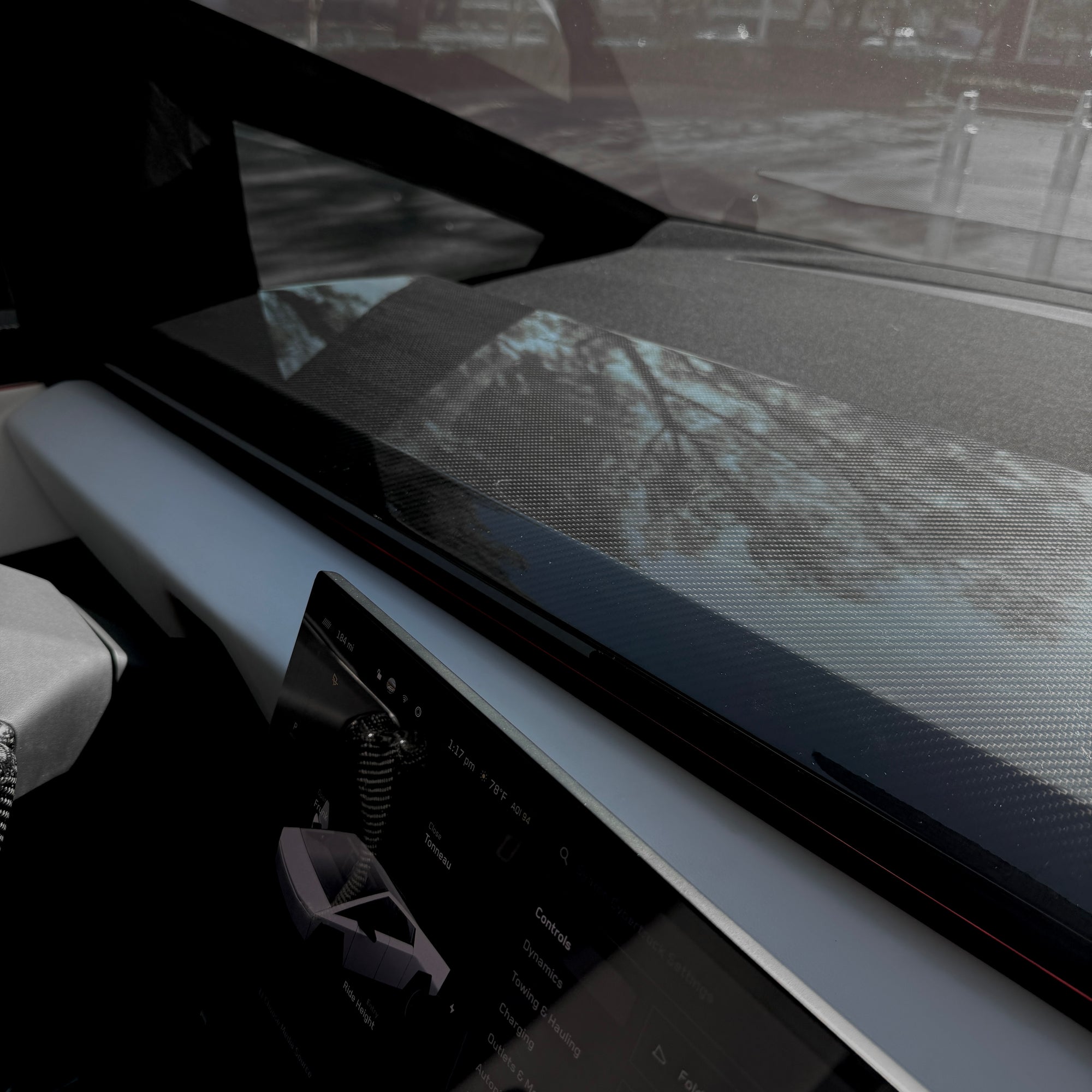 Cybertruck Top Upper Dashboard Overlay - Real Dry Molded Carbon Fiber