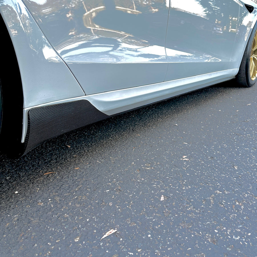 2021+ | Model S Viento Side Skirts - Real Molded Carbon Fiber