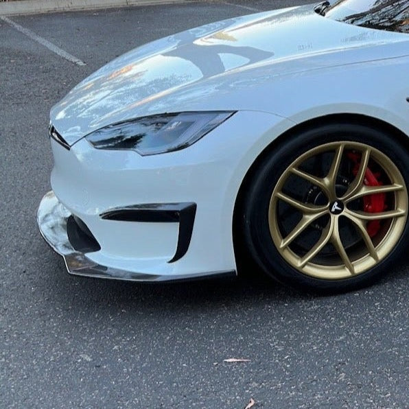 2021+ | Model S Viento Front Lip Spoiler - Real Molded Carbon Fiber