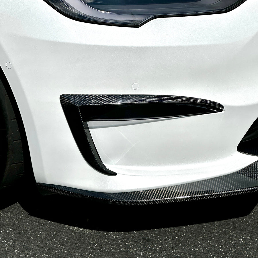 2021+ | Model S Fog Light Canards/Eyelids (1 Pair) - Real Molded Carbon Fiber