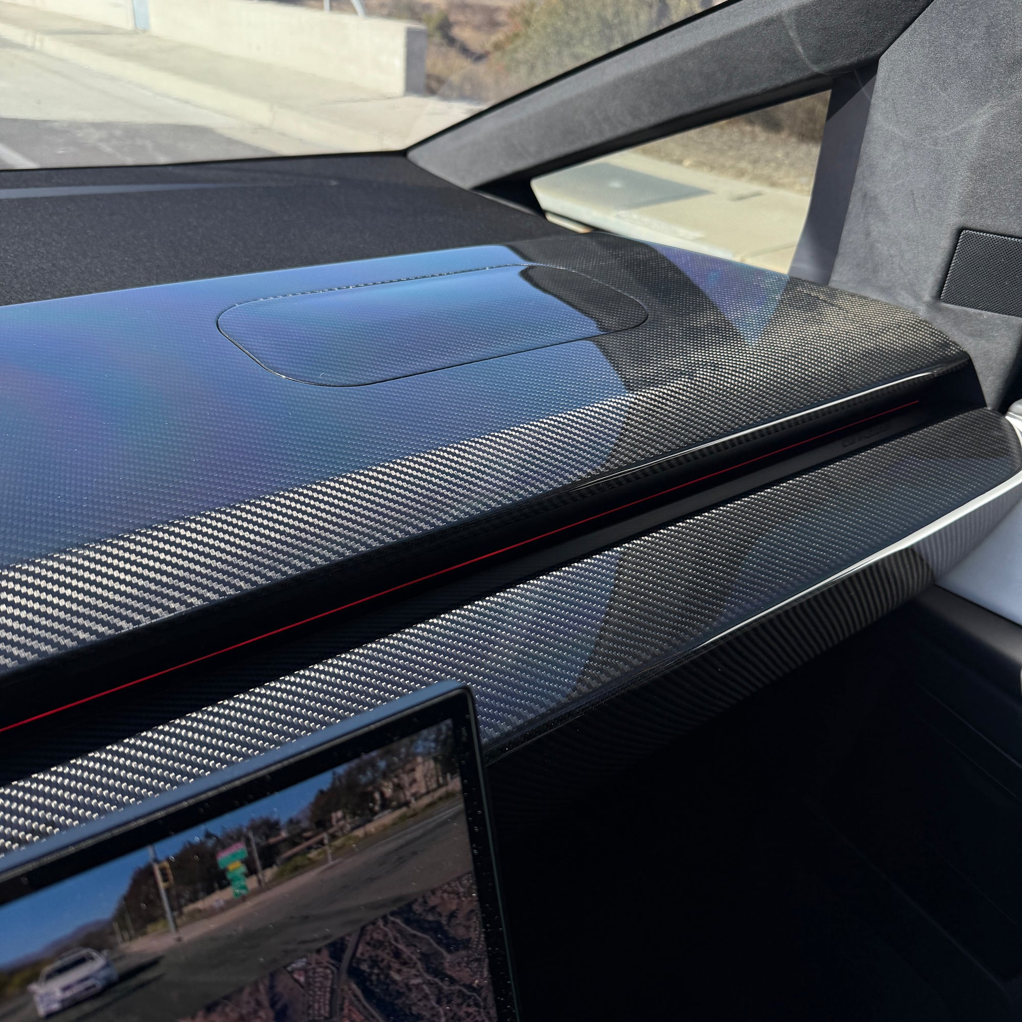 Cybertruck Top Upper Dashboard Overlay - Real Dry Molded Carbon Fiber