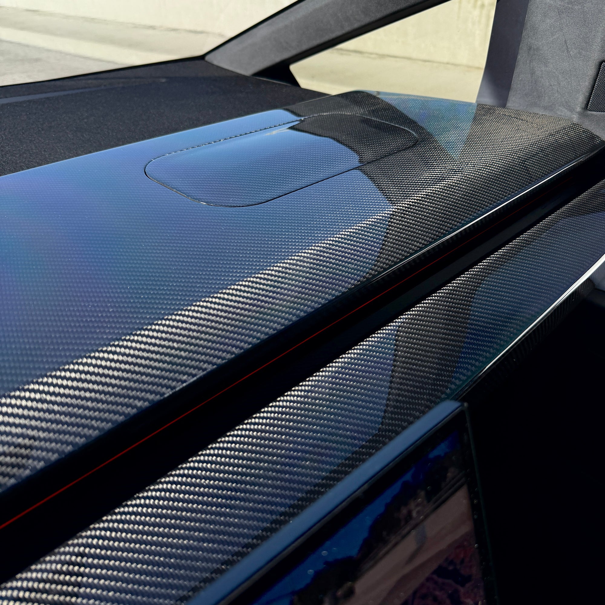 Cybertruck Top Upper Dashboard Overlay - Real Dry Molded Carbon Fiber