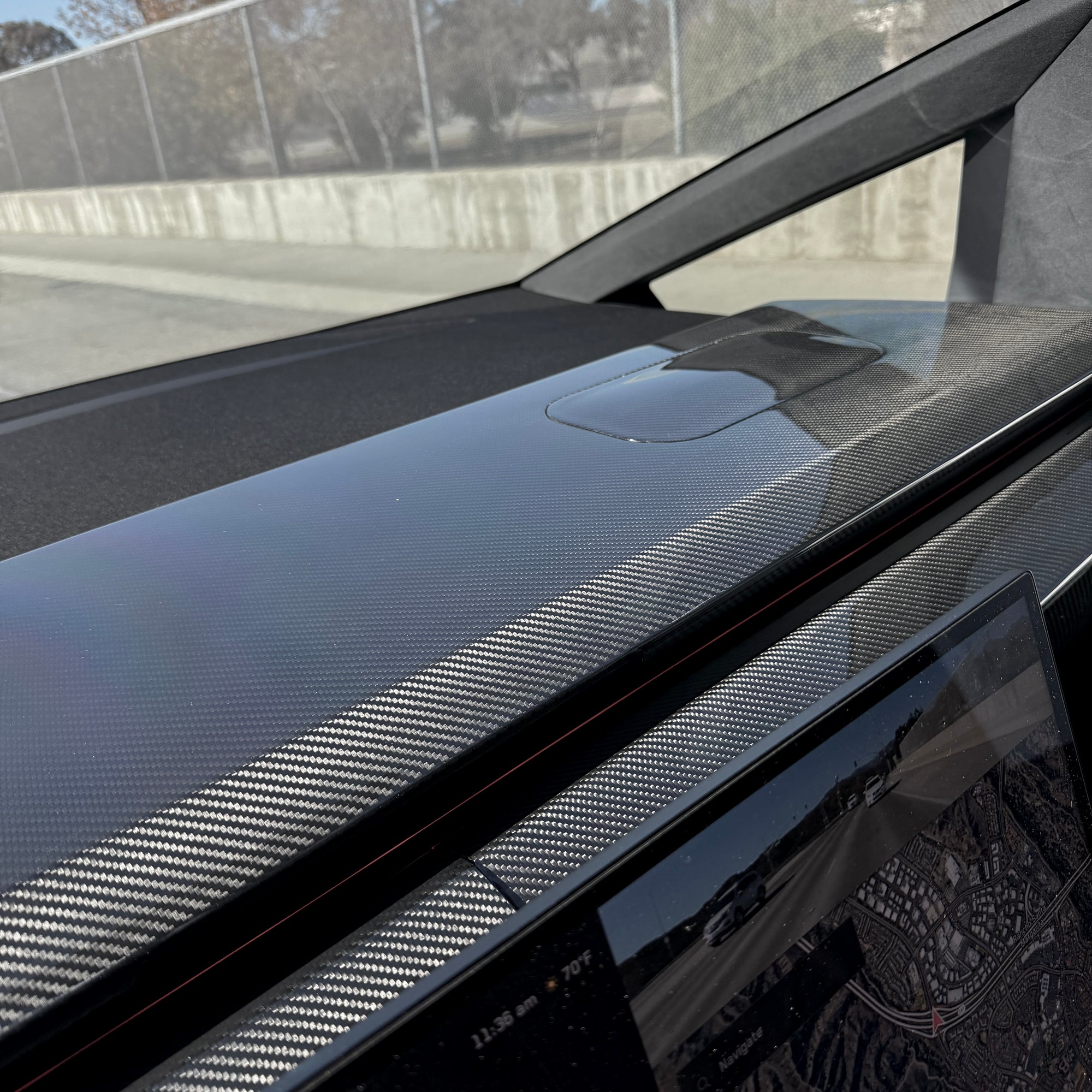 Cybertruck Top Upper Dashboard Overlay - Real Dry Molded Carbon Fiber
