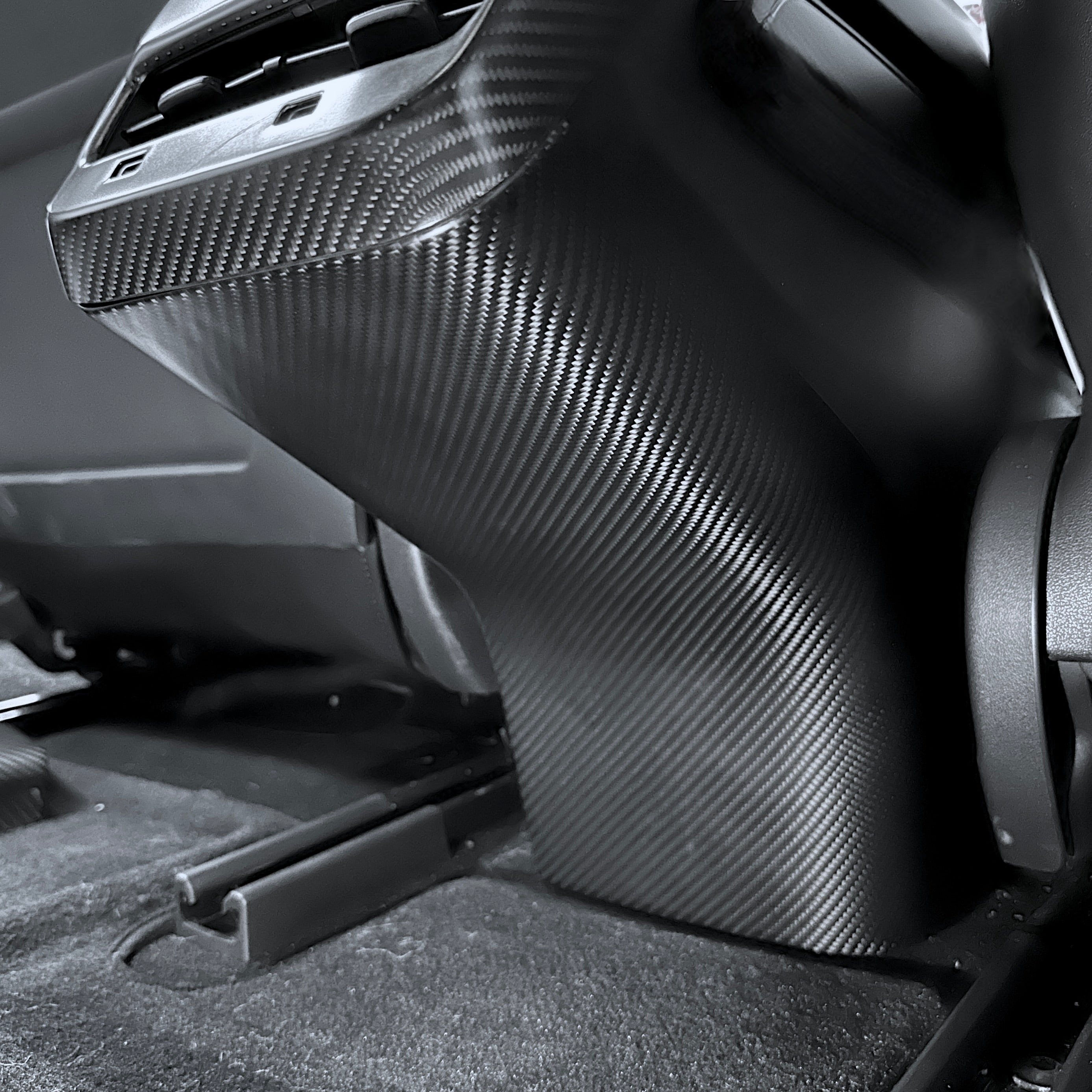 Model 3 & Y Backseat Center Console Base Overlay - Real Molded Carbon ...