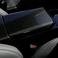 2024+ | Model 3 Armrest Overlay - Real Dry Molded Carbon Fiber