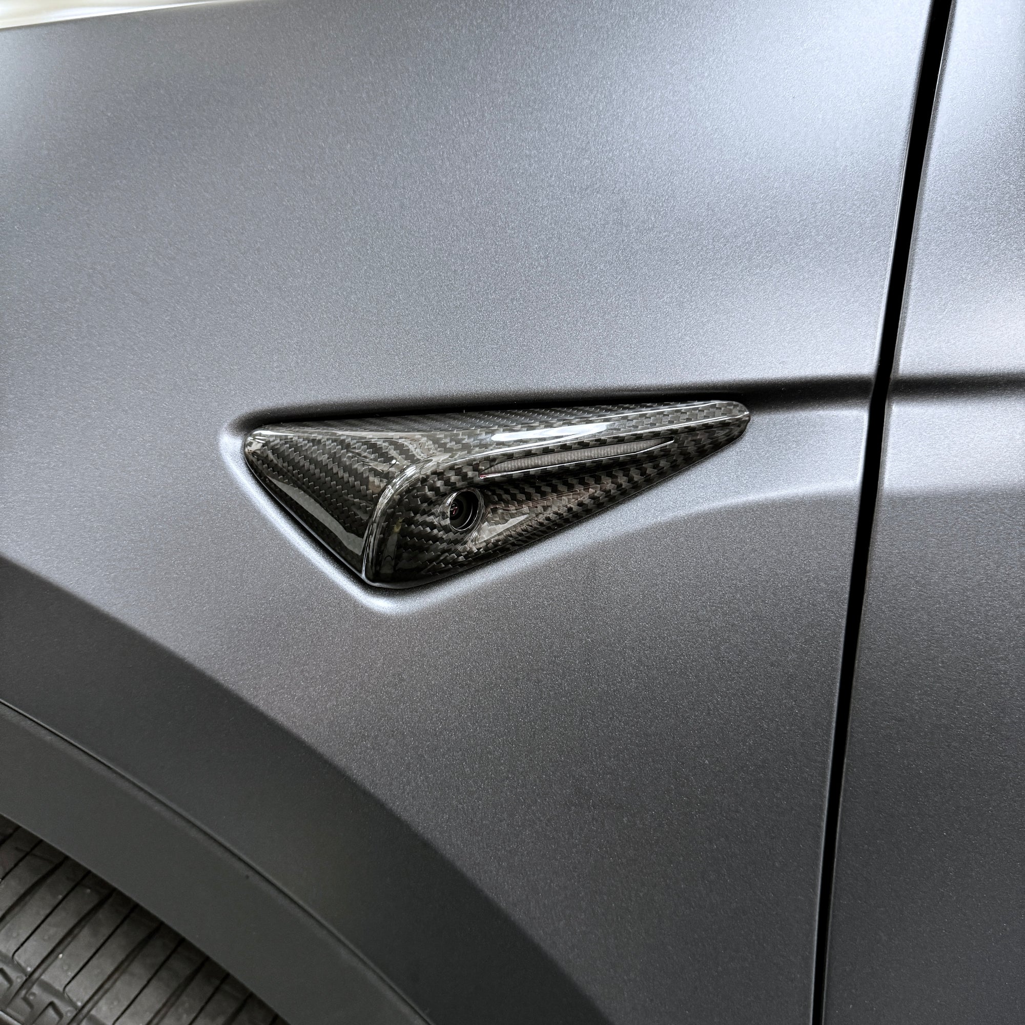 2023+ | Model 3XY Full Cover Turn Signal Overlays - Hardware 4.0 (1 Pair) - Real Dry Molded Carbon Fiber