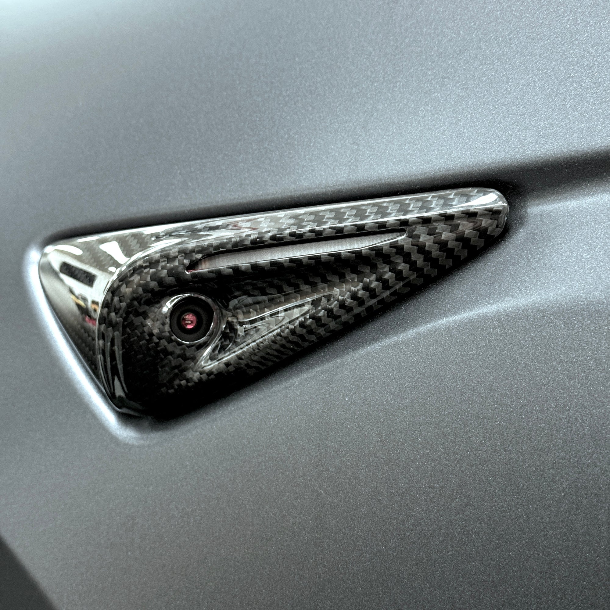 2023+ | Model 3XY Full Cover Turn Signal Overlays - Hardware 4.0 (1 Pair) - Real Dry Molded Carbon Fiber