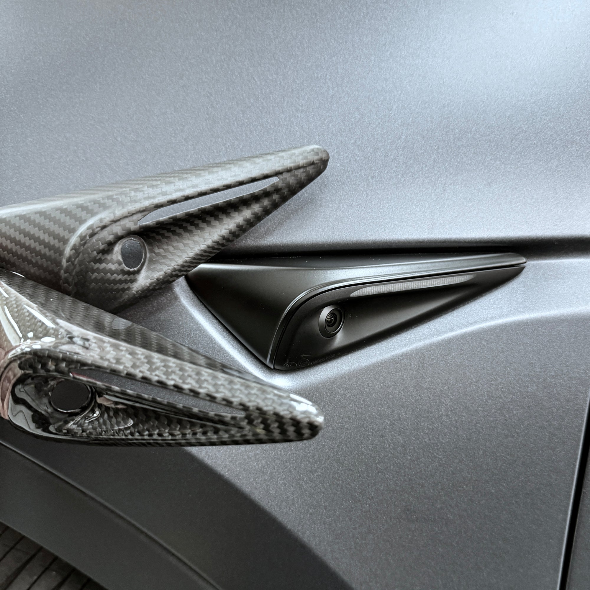 2023+ | Model 3XY Full Cover Turn Signal Overlays - Hardware 4.0 (1 Pair) - Real Dry Molded Carbon Fiber