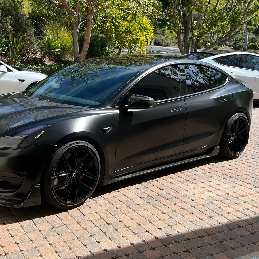 Model 3 Side Skirts Open Back Hollow Version - Real Molded Carbon Fiber