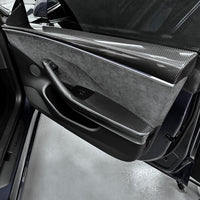 2024+ | Model 3 Front & Rear Upper Door Panel Overlays (4 Pieces) - Real Dry Molded Carbon Fiber