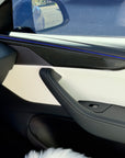 2026+ | Model Y Juniper Refreshed Performance Style Door Panel Trim Overlays - Real Dry Molded Carbon Fiber (2x2 Twill)