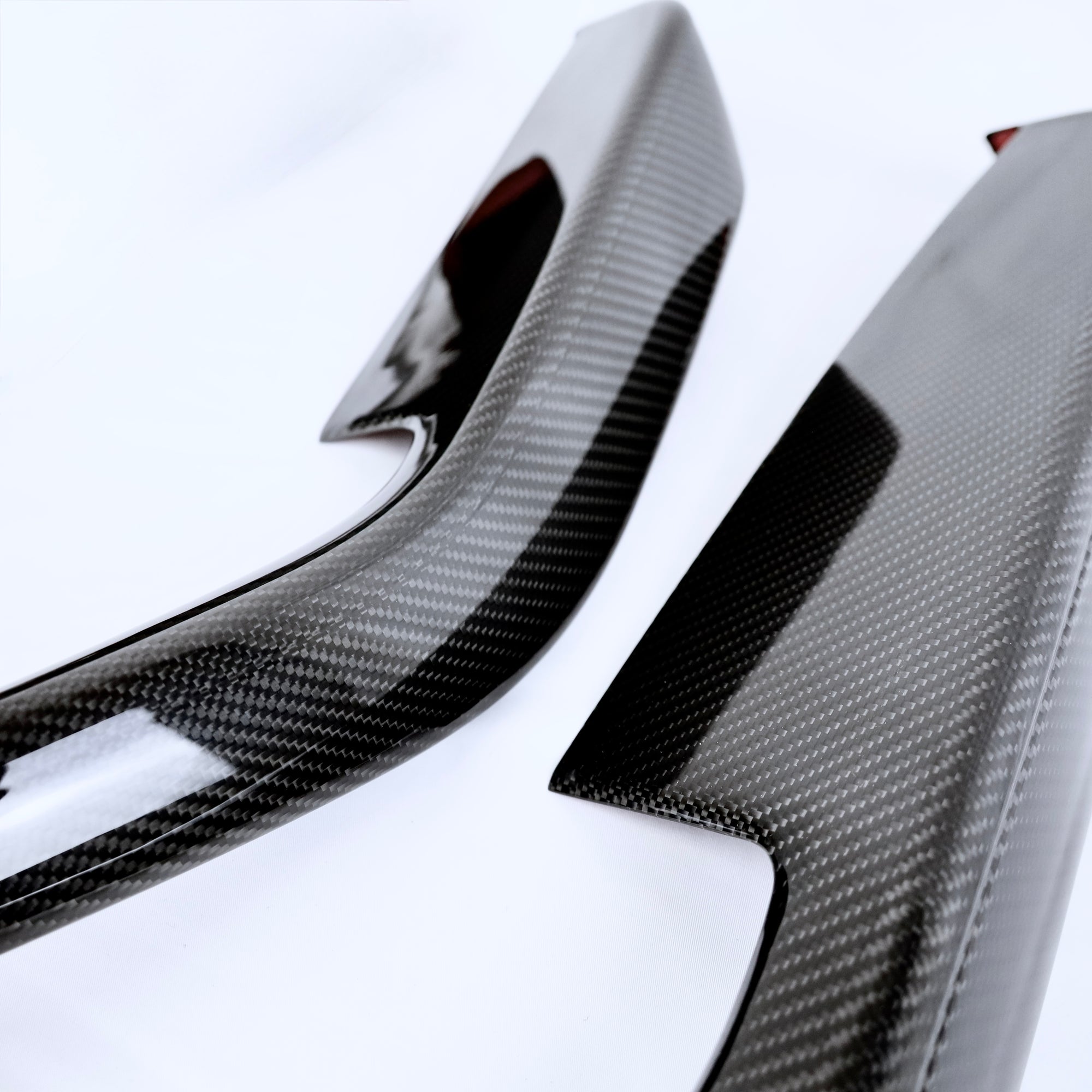2024+ | Model 3 Highland Refreshed Front &amp; Rear Lower Door Armrest Overlays (4 Pieces) - Real Dry Molded Carbon Fiber