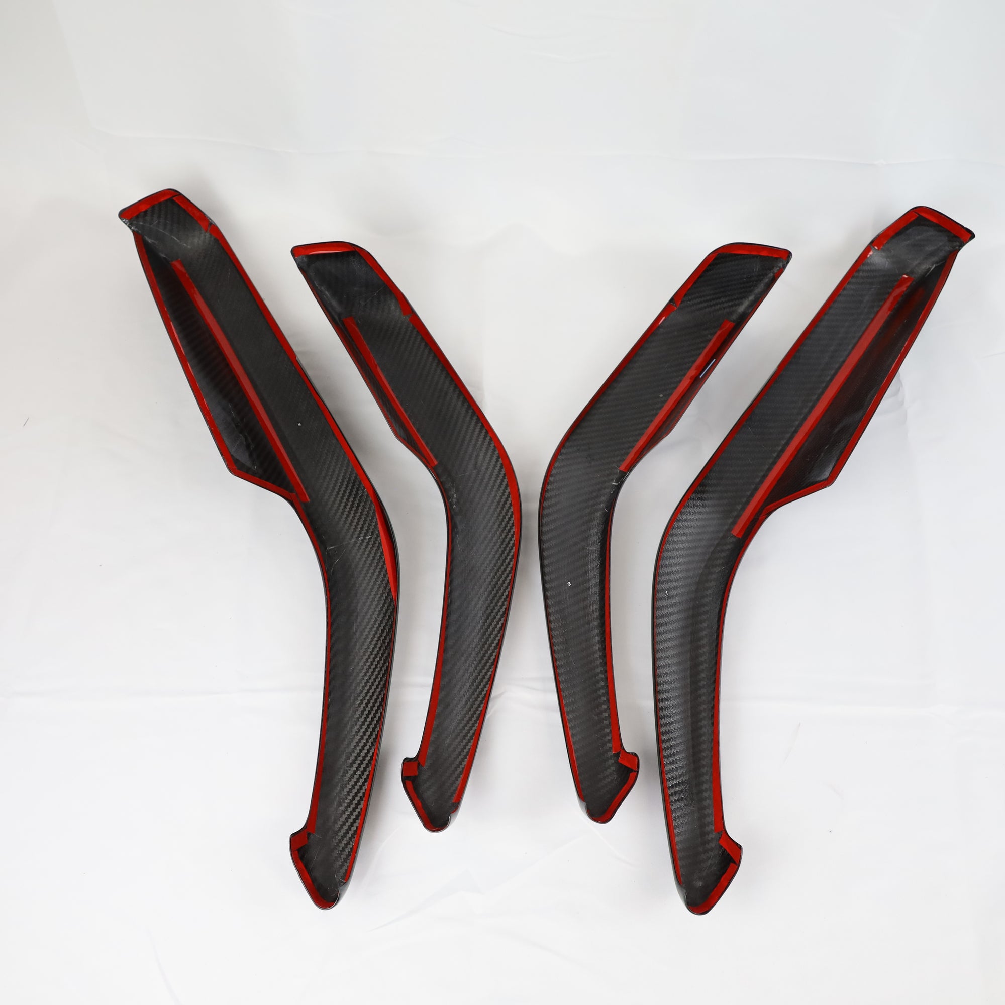 2024+ | Model 3 Highland Refreshed Front &amp; Rear Lower Door Armrest Overlays (4 Pieces) - Real Dry Molded Carbon Fiber