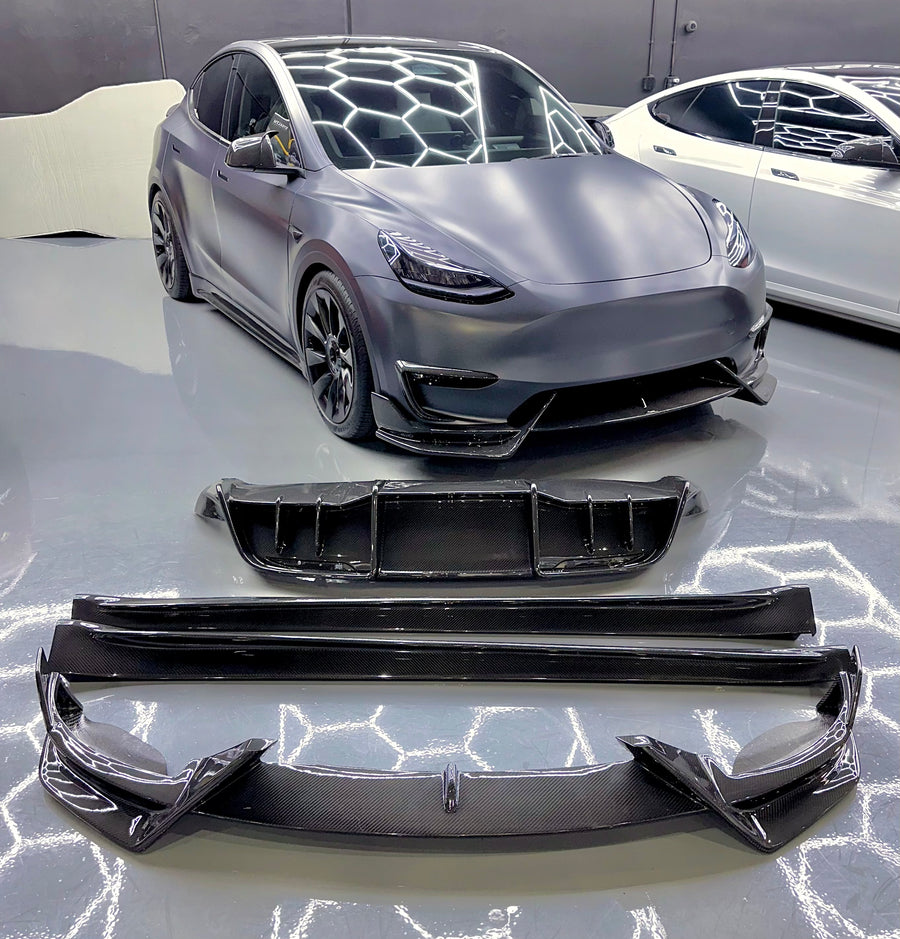 Model Y Colossal Full Body Kit - Real Dry Molded Carbon Fiber (4 Piece ...
