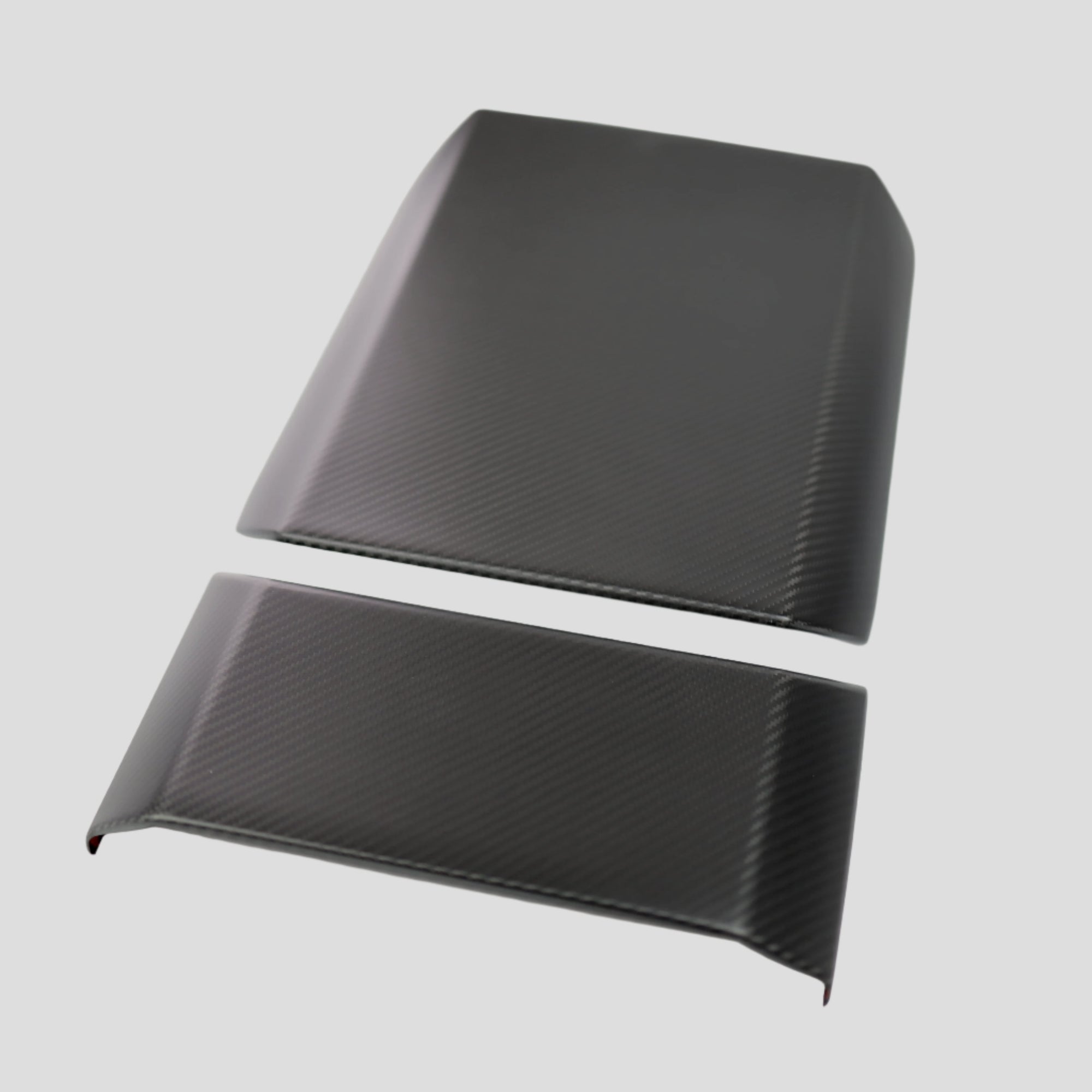 Cybertruck Center Console Armrest &amp; Rear Display Overlay Kit (2 Pieces) - Real Molded Carbon Fiber