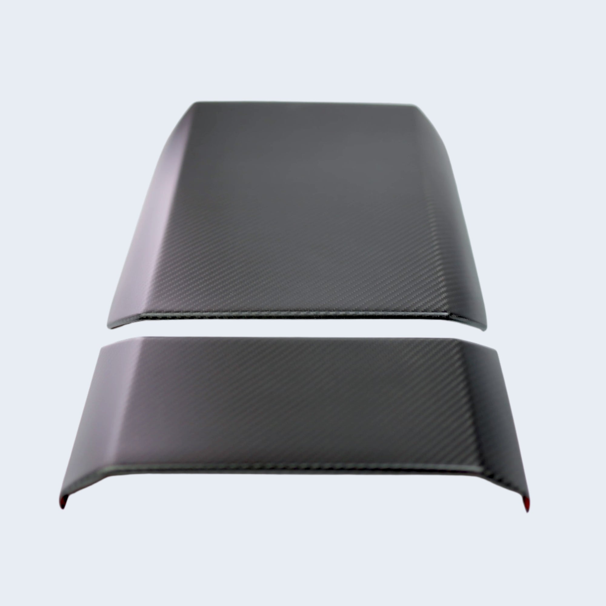 Cybertruck Center Console Armrest &amp; Rear Display Overlay Kit (2 Pieces) - Real Molded Carbon Fiber