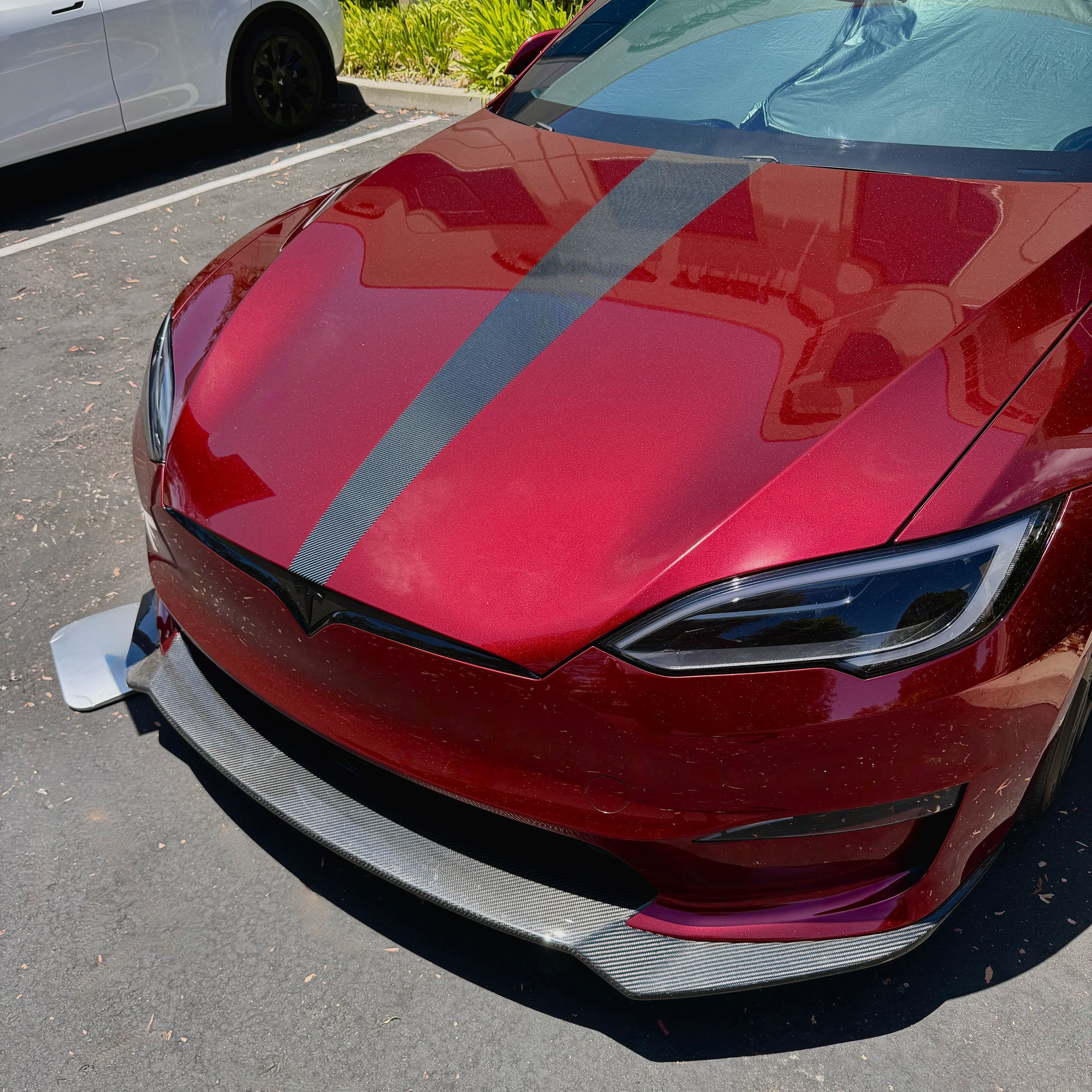 Model S Hood Racing Stripe - Colored PPF - 10-Year Warranty - Multiple Colors