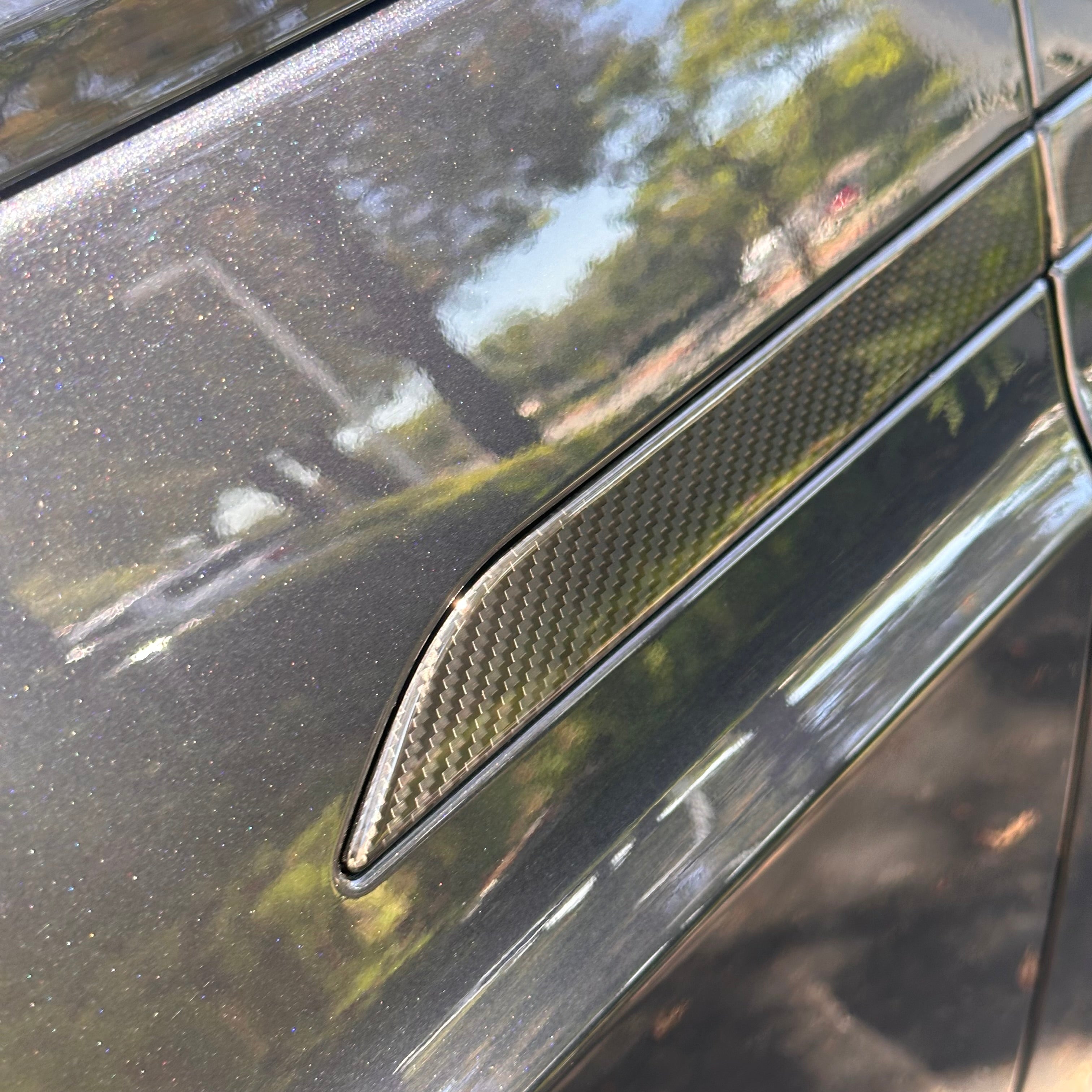 Model X Door Handle Overlay - Real Dry Molded Carbon Fiber (Set of