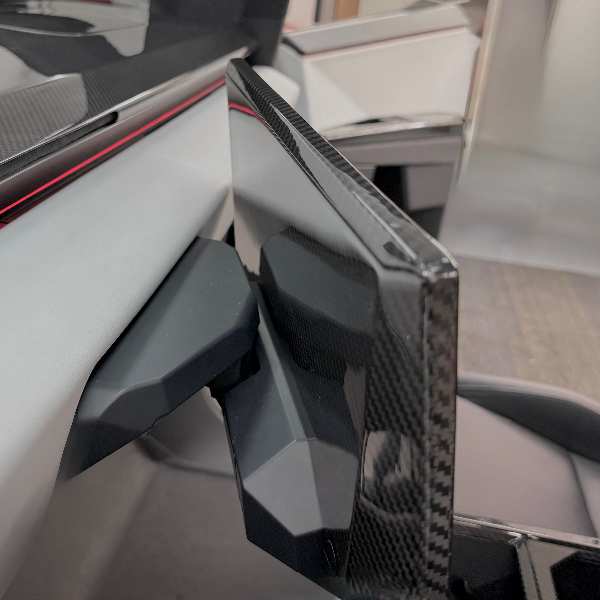 Cybertruck Display Back Overlay (2 Pieces) - Real Dry Molded Carbon Fiber