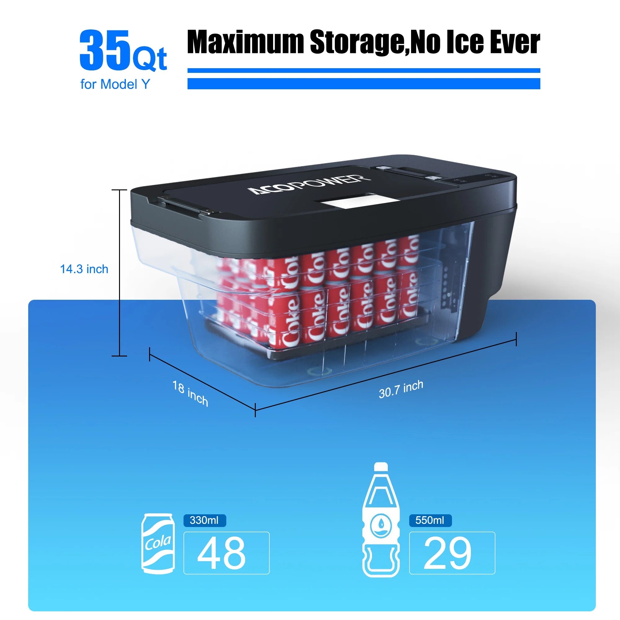 2020+ | Model Y Sub Trunk Drop-In Refrigerator/Freezer - 35 Quart Capacity (Gen 2.) - Fits All