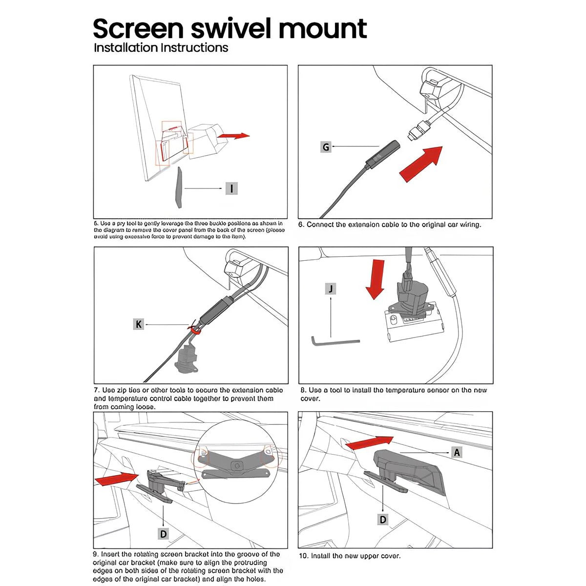 Cybertruck 4 Way Adjustable Swiveling Display Mount Kit - Dual Axis Turning
