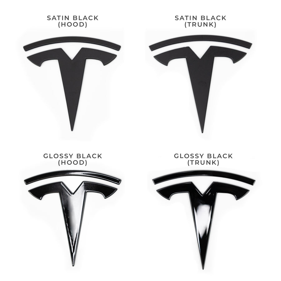 Model 3 Replacement TESLA T Logo Emblems for Hood & Trunk (1 Pair, 4 Pieces)