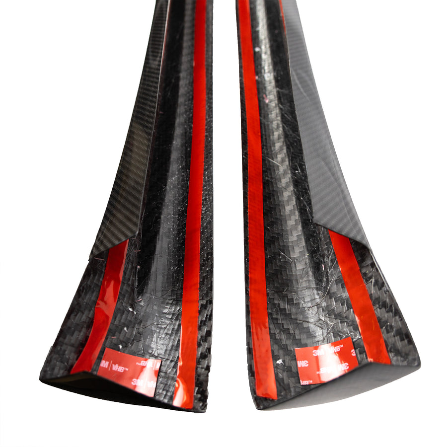 2016+ | Model X Colossal Side Skirt Overlays (1 Pair) - Real Dry Molded Carbon Fiber