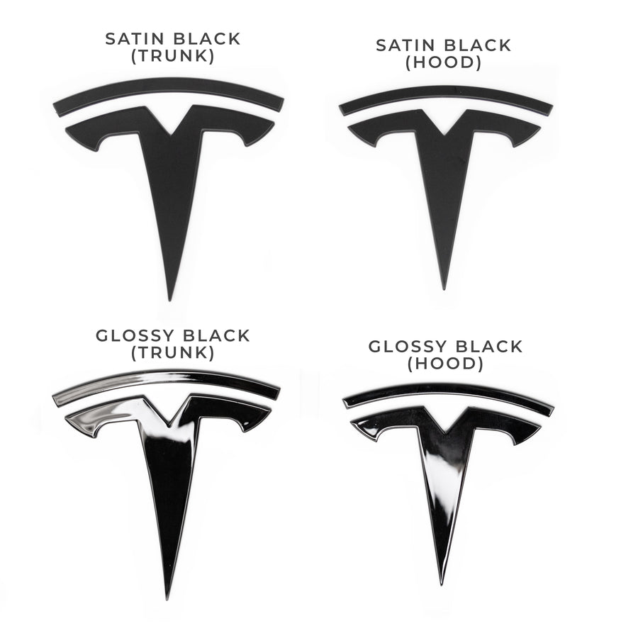 Model Y Replacement TESLA T Logo Emblems for Hood & Trunk (1 Pair, 4 Pieces)