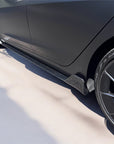 2017+ | Model 3 Colossal Side Skirt Overlays - Real Dry Molded Carbon Fiber