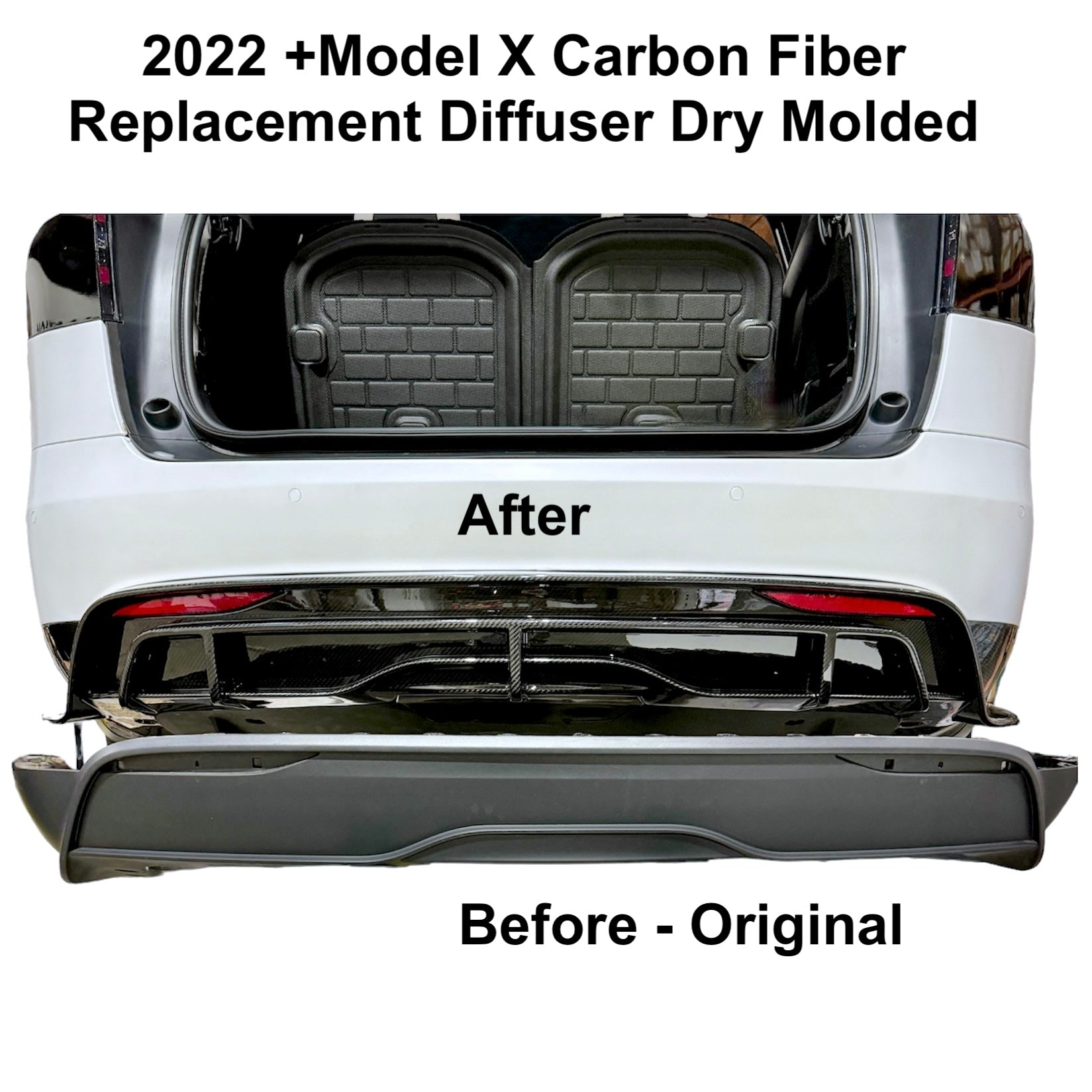 2022+ | Model X Colossal Rear Replacement Diffuser - Real Dry Molded C ...