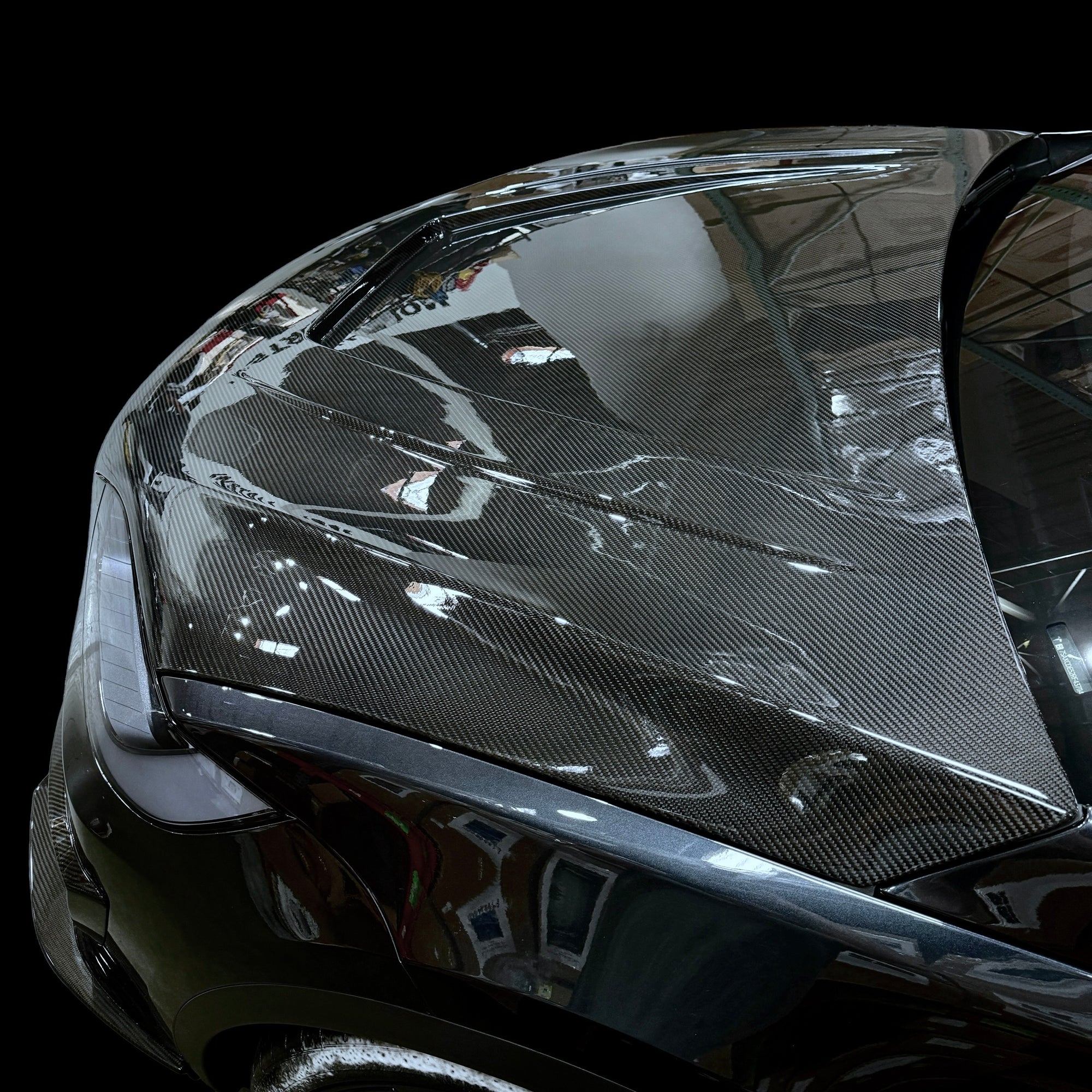 2017+ | Model X Viento Robot Hood - Dual Layer with Xpel Clear Bra- Dry Molded Carbon Fiber