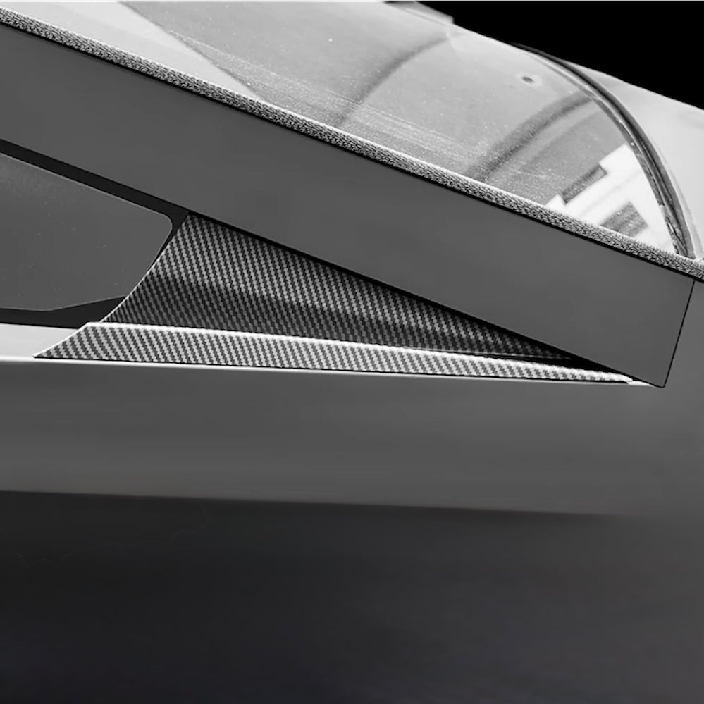 Cybertruck Exterior Front Corner Window Overlay ABS Plastic - Hydro Carbon Fiber Coated