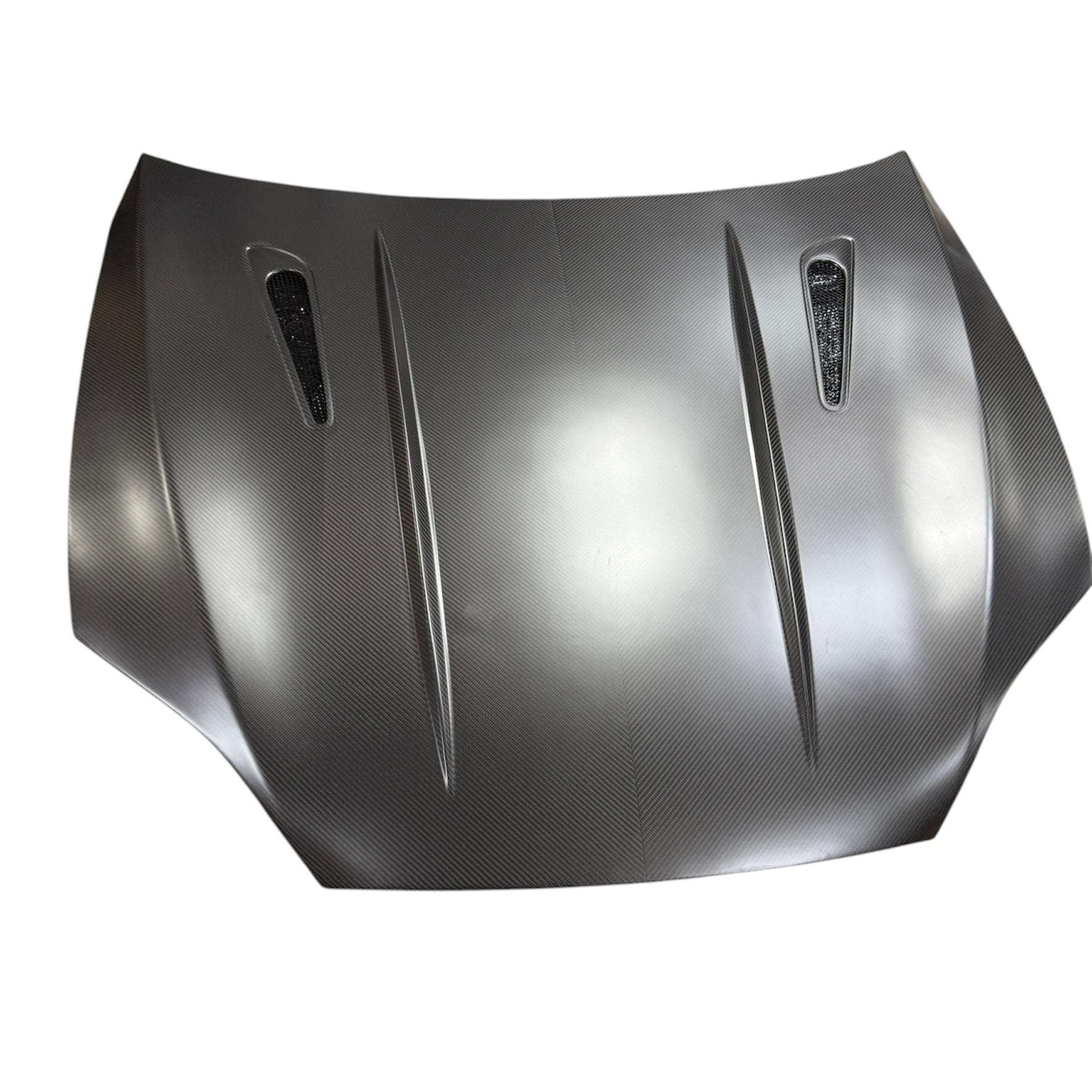 2015+ | Model S Viento Robot Hood - Dual Layer with Xpel Clear Bra - Dry Molded Carbon Fiber