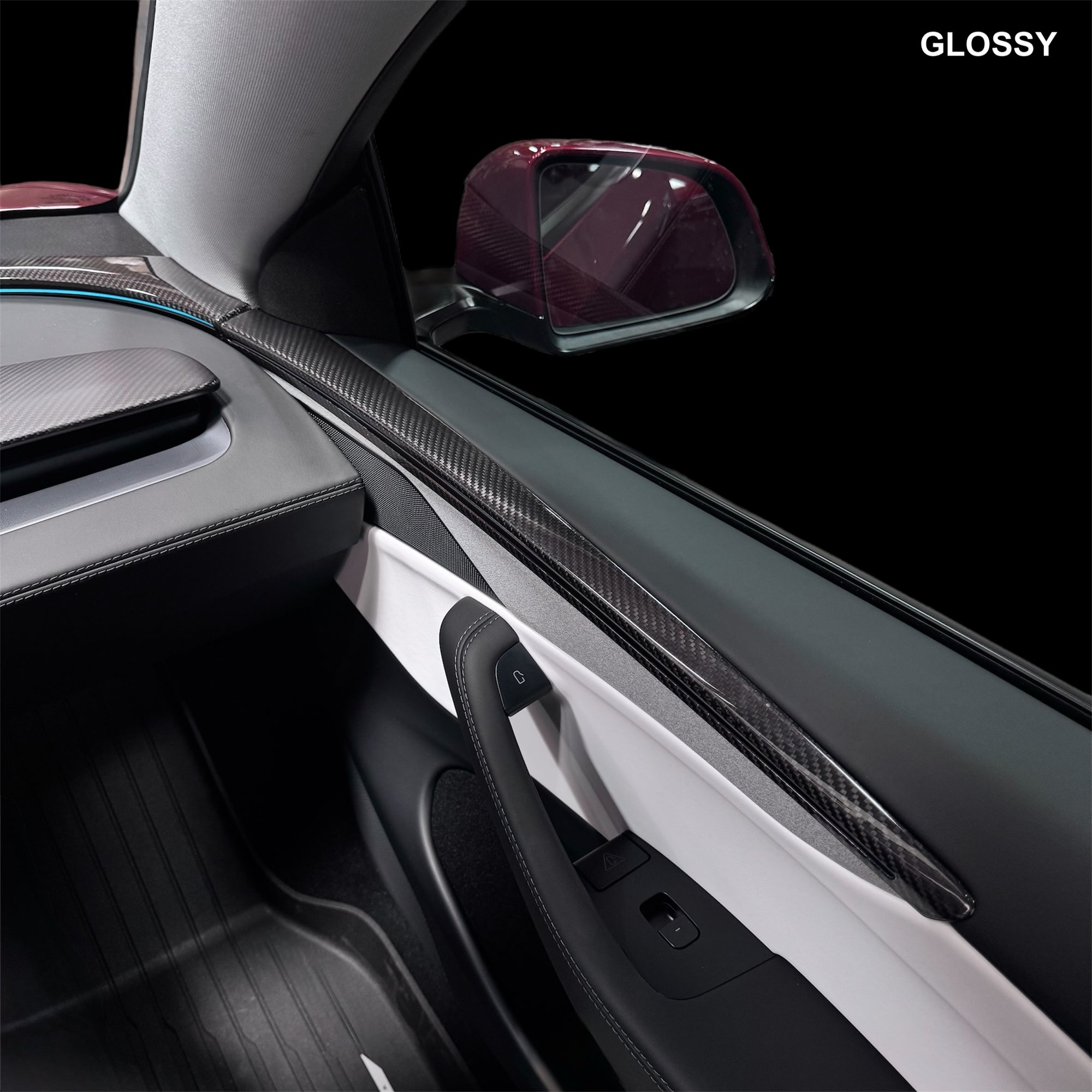 2025+ | Model Y Juniper Refreshed Extended Front &amp; Rear Door Panel Overlays (4 Pieces) - Real Dry Molded Carbon Fiber