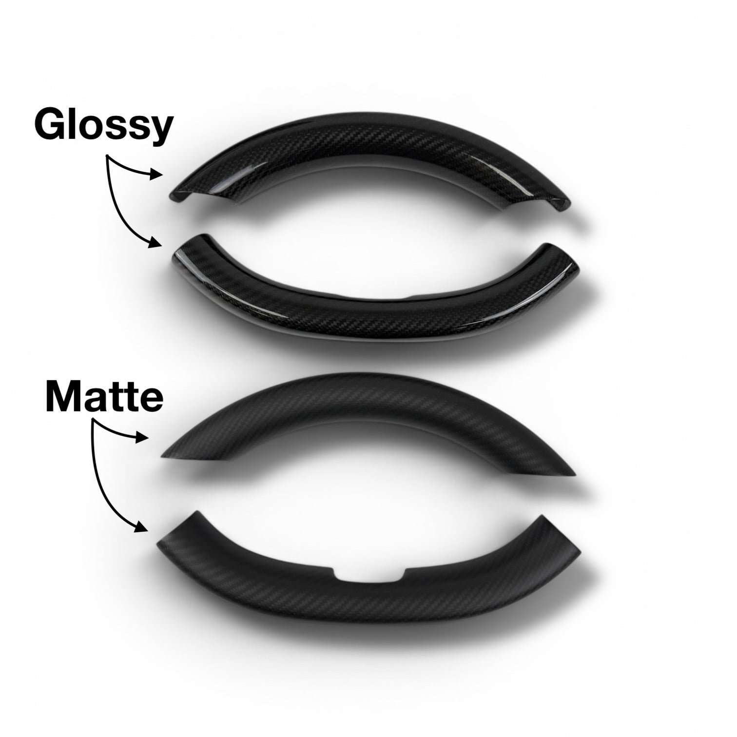 2026+ | Model Y Juniper Refreshed Steering Wheel Upper &amp; Lower Overlays - Real Dry Molded Carbon Fiber