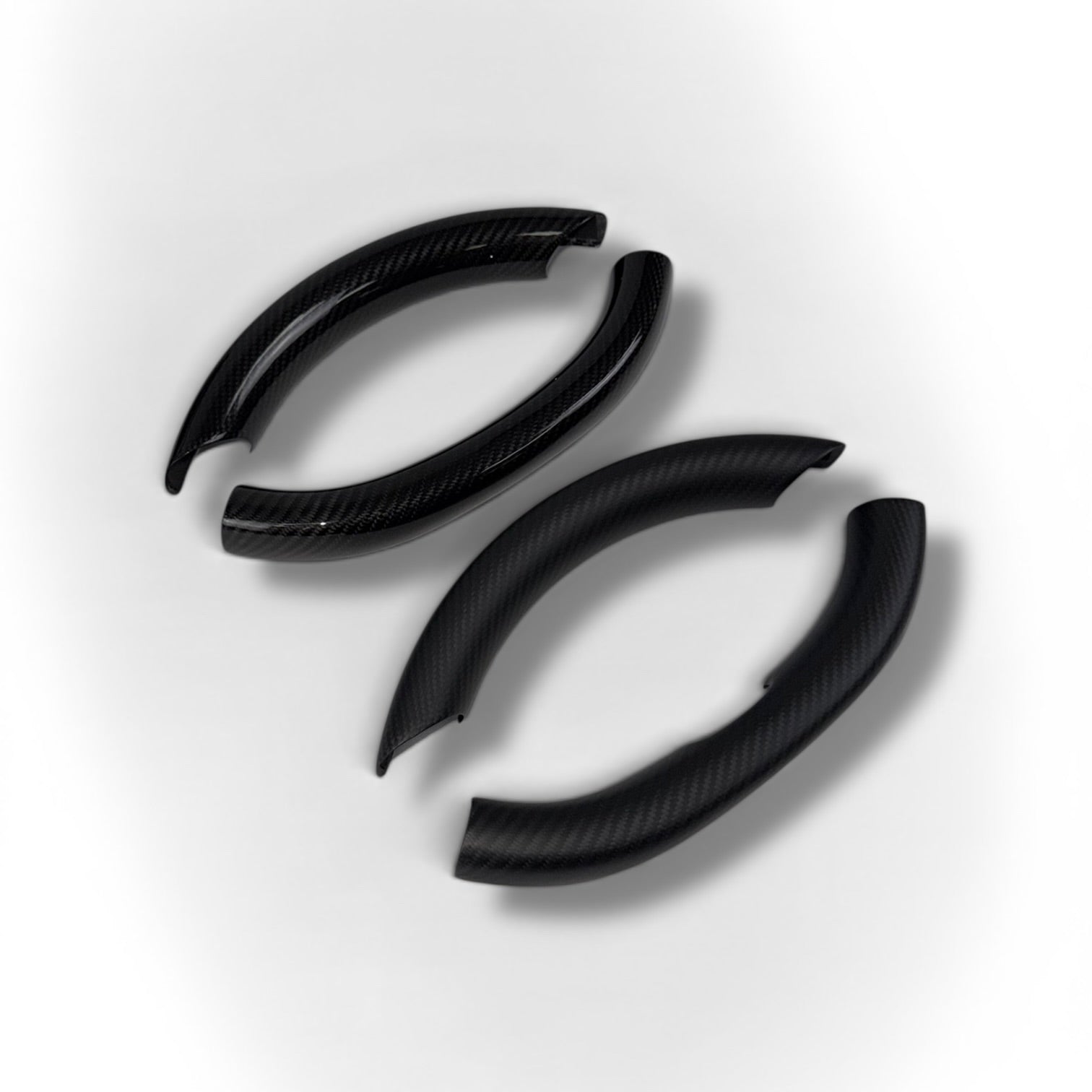 2026+ | Model Y Juniper Refreshed Steering Wheel Upper &amp; Lower Overlays - Real Dry Molded Carbon Fiber