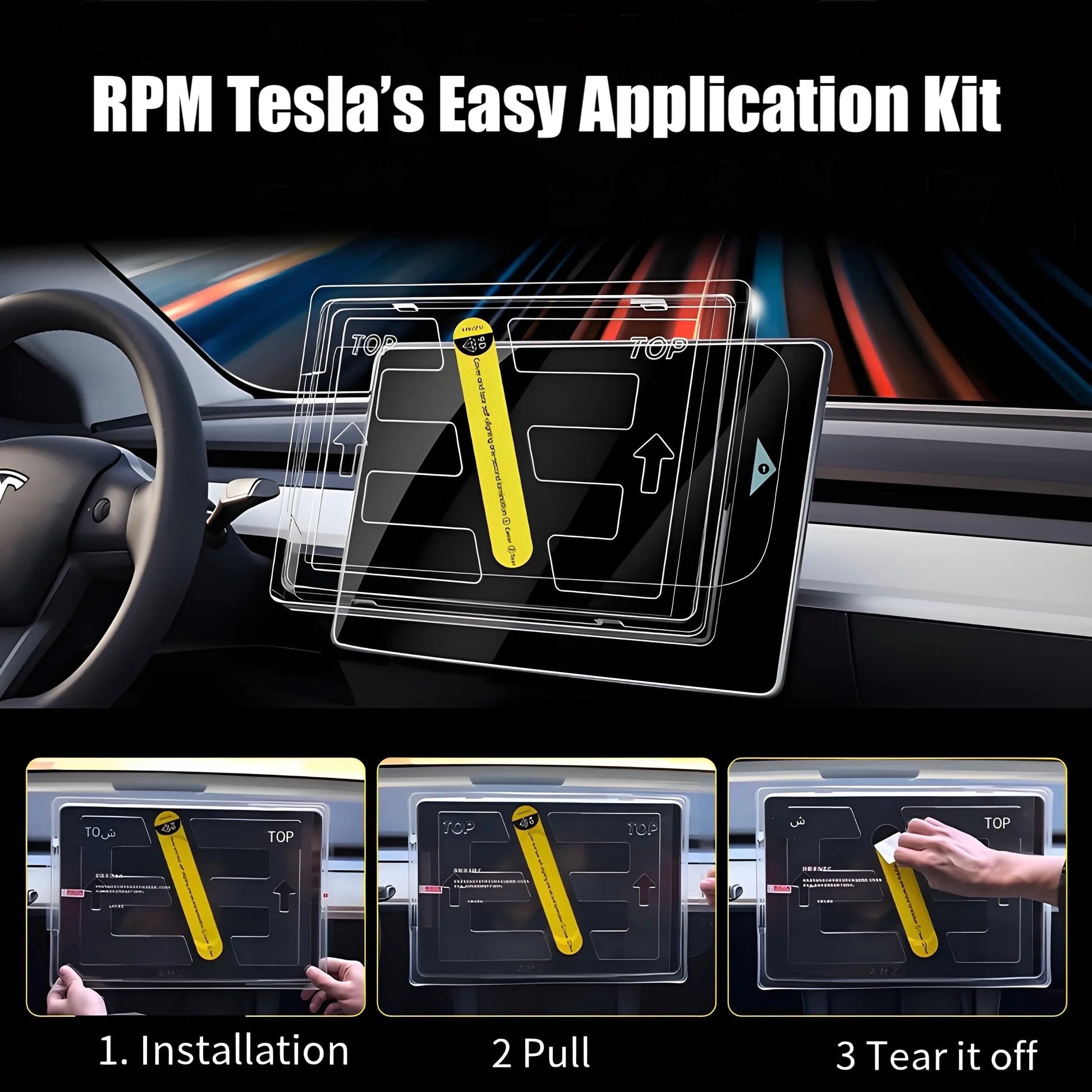 2026+ | Model Y Juniper Refreshed 9H 15.4" Display Screen Protector Glass Kit with Easy Application Template Tool