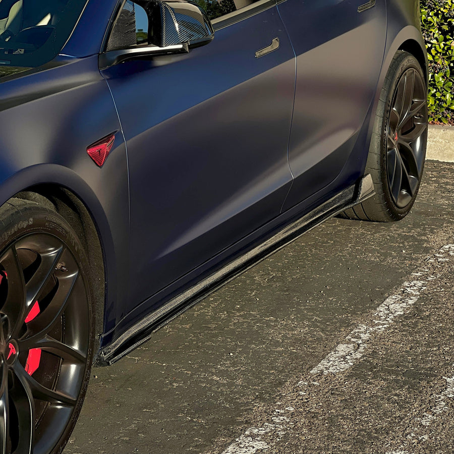 Model 3 Side Skirts Open Back Hollow Version - Real Molded Carbon Fiber