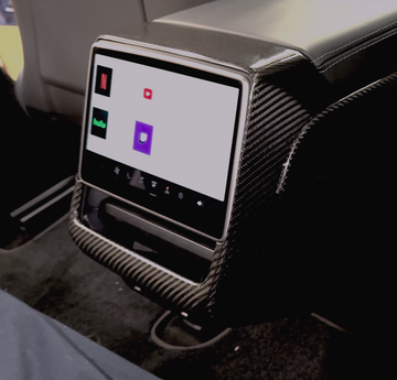 2024+ | Model 3 Backseat Screen Display Overlay Frame - Real Dry Molded Carbon Fiber
