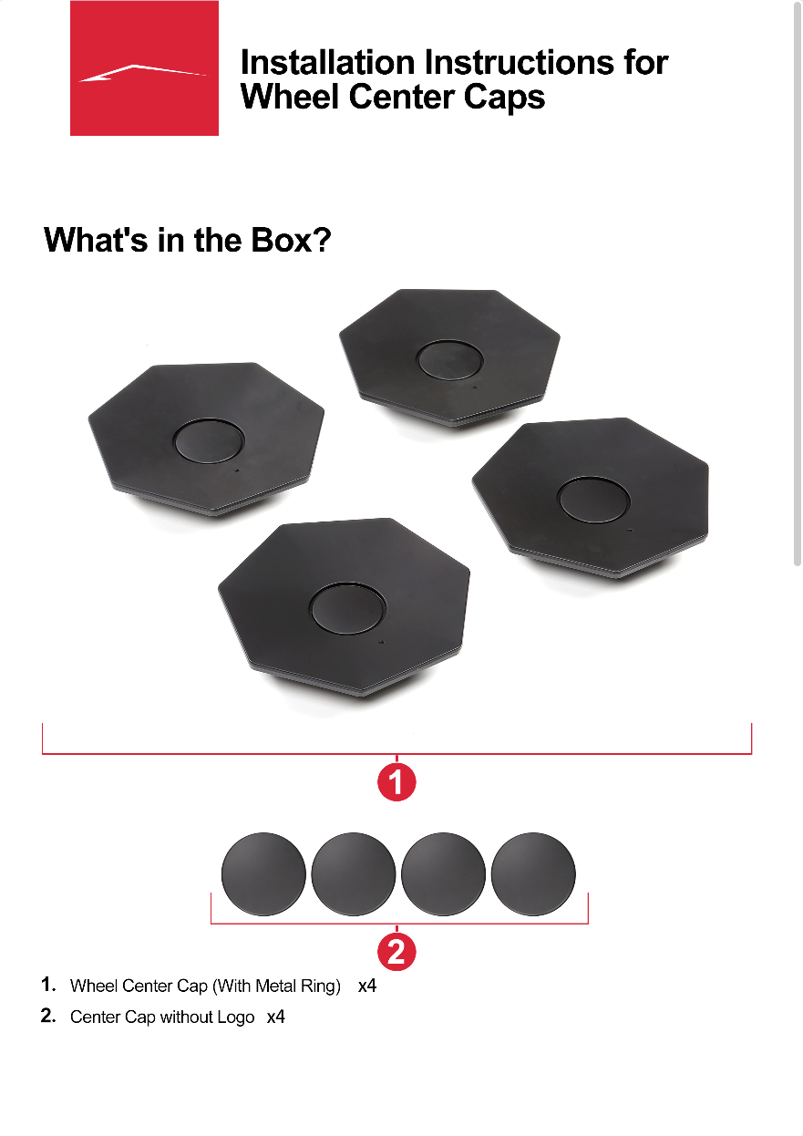 Cybertruck Heptagon Center Wheel Caps &amp; Lug Nut Covers (Set of 4) - Version 1.0