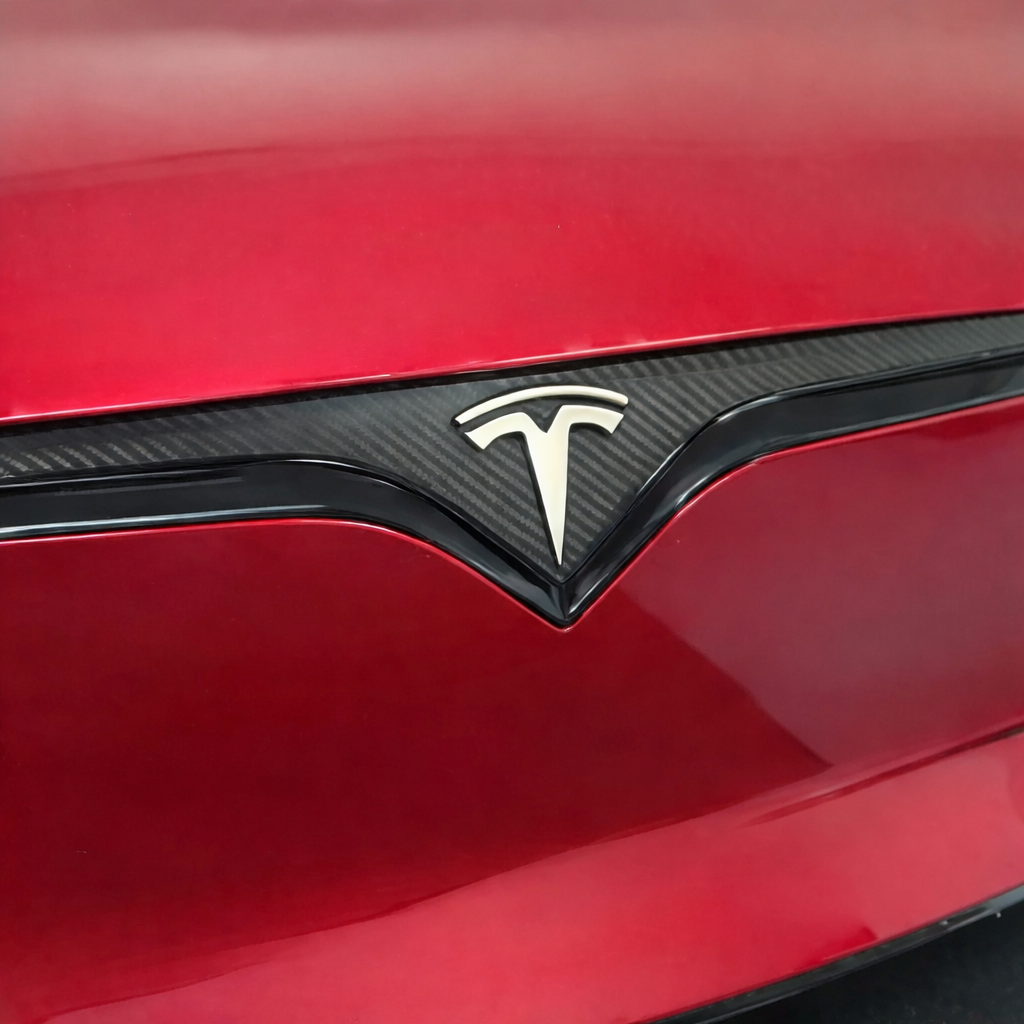 2026+ | Model S Refreshed Front End Inlay - Go Plaid Style - Real Dry Molded Carbon Fiber