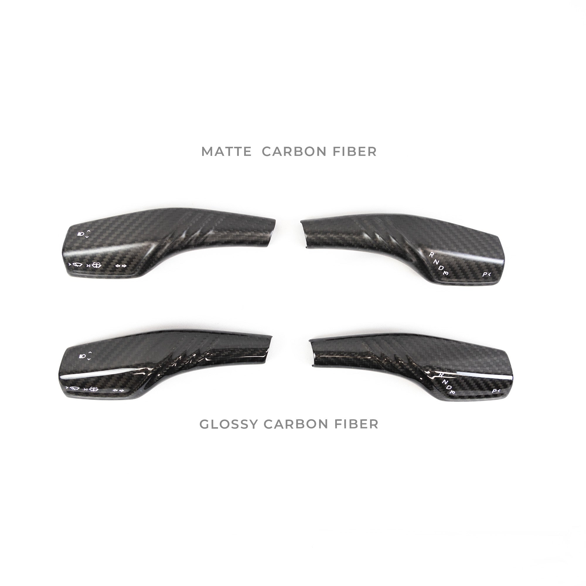 Model 3 &amp; Y Turn Signal Stalk Covers Threaded Style - Real Molded Carbon Fiber (1 Pair)