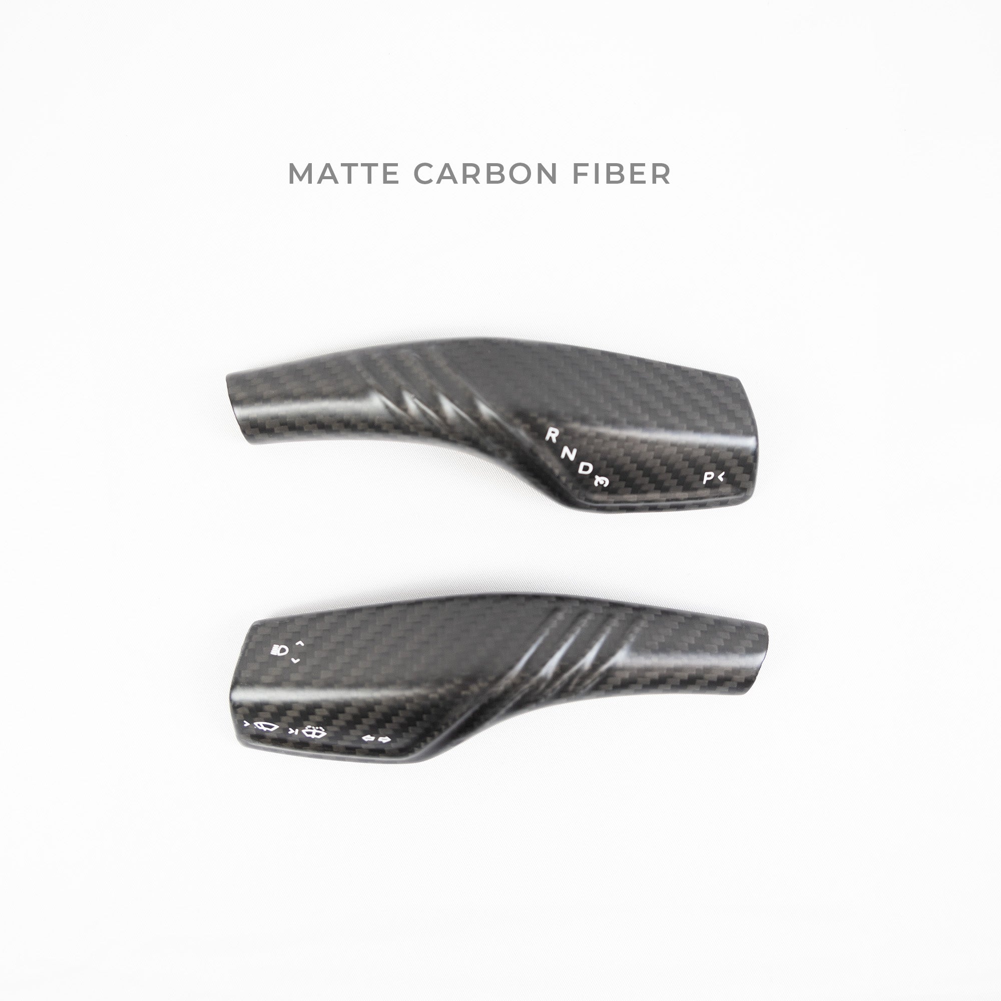 Model 3 &amp; Y Turn Signal Stalk Covers Threaded Style - Real Molded Carbon Fiber (1 Pair)