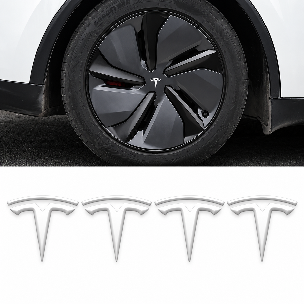 2026+ Model Y Juniper Refreshed Center Wheel Hub Inner T Vinyl Decal "T" (5 Piece)