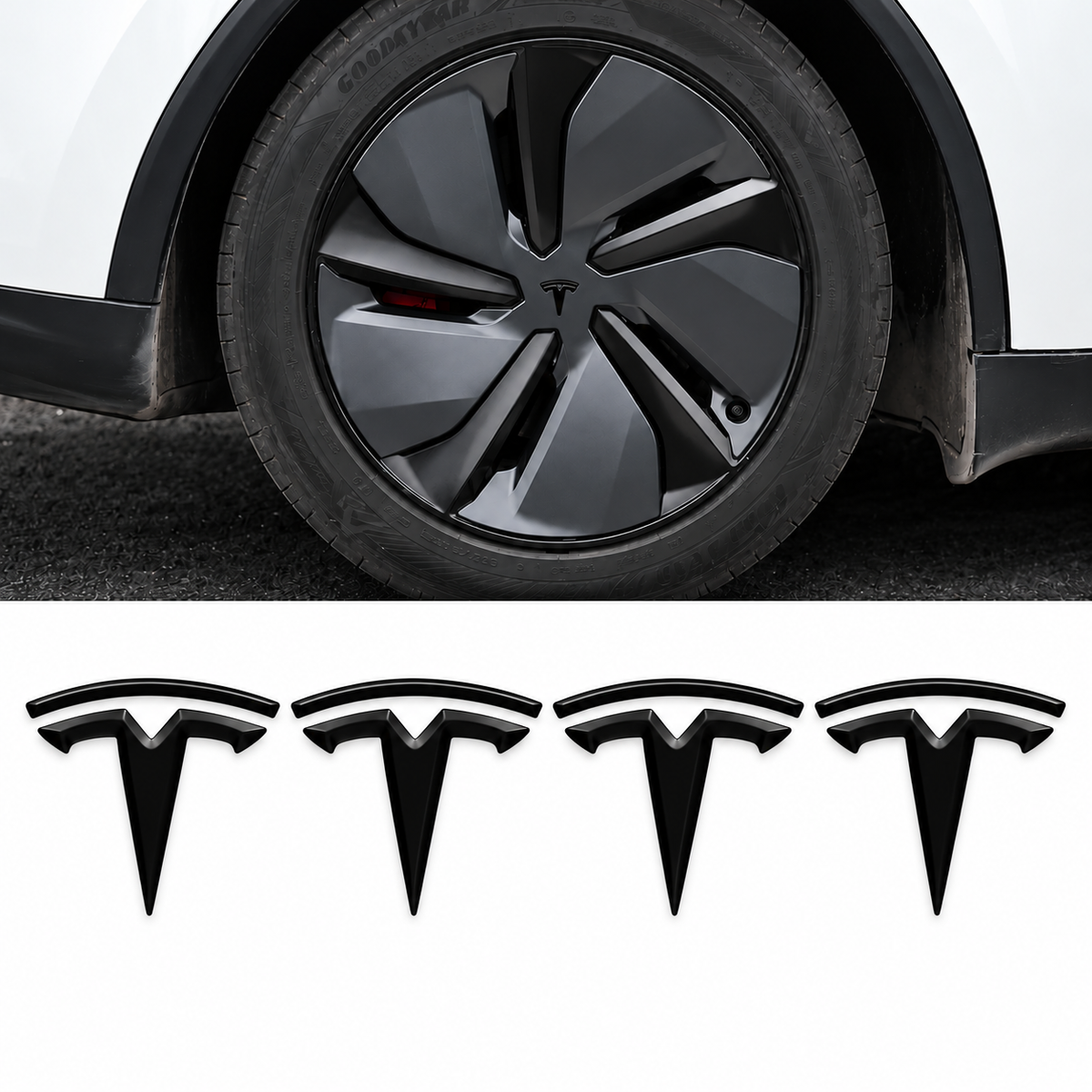 2026+ Model Y Juniper Refreshed Center Wheel Hub Inner T Vinyl Decal "T" (5 Piece)